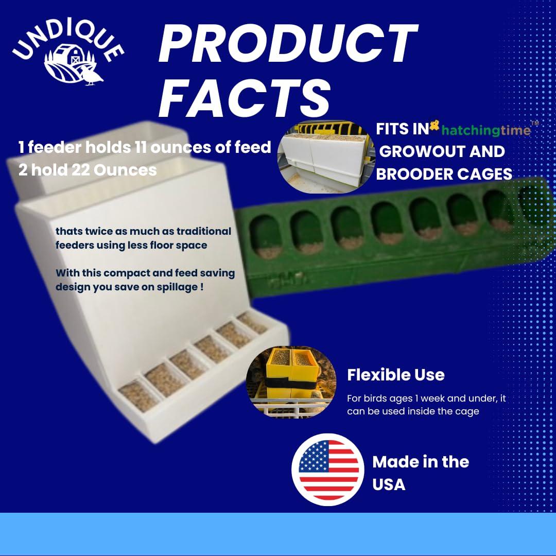 Button Quail Feeders (2), Adjustable Spill-Resistant Design Made in USA product facts