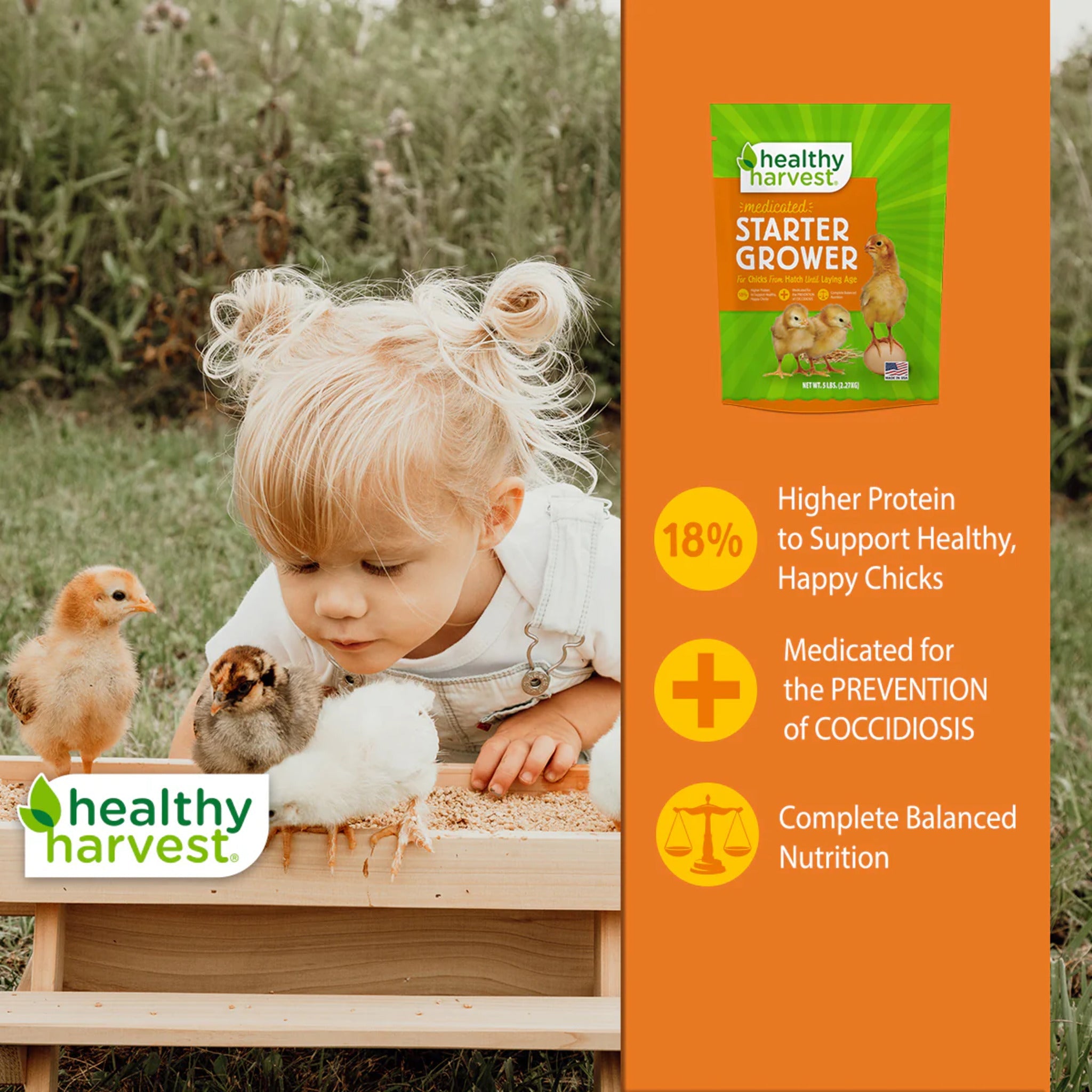 Healthy Harvest 18% Healthy Harvest Medicated Starter/Grower - 5 lb