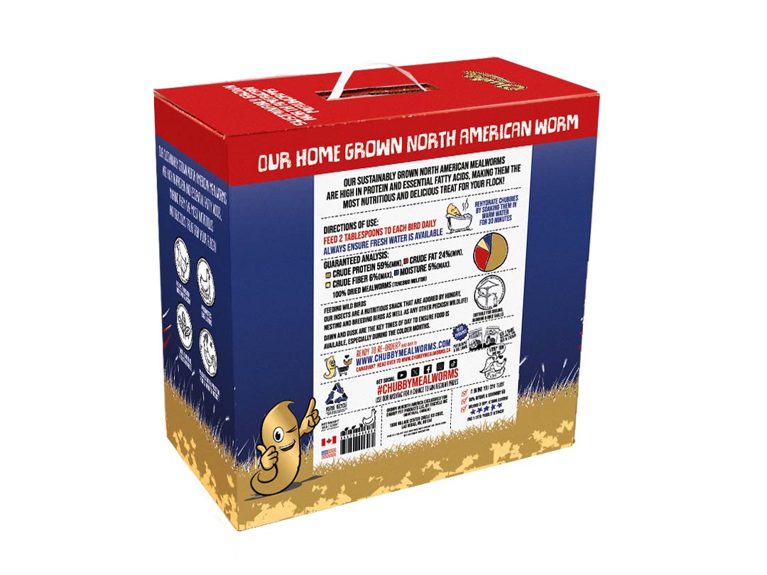 Chubby North American Dried Mealworms 10Lbs (Montreal Grown) Recyclable Box Non-GMO