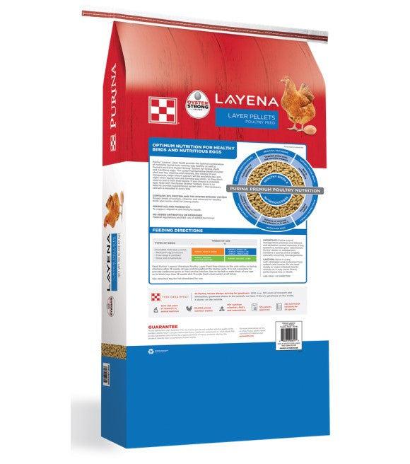 Purina Layena Poultry Feed Pellet 25 lb Bag with Probiotics