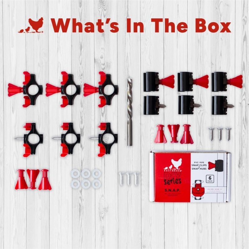 RentACoop Secure Non-Adhesive PVC (S.N.A.P) Watering System S.N.A.P Clips and Hubs Pack of 6