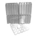 15-egg plastic carton designed for storing and transporting small to extra-large chicken eggs.