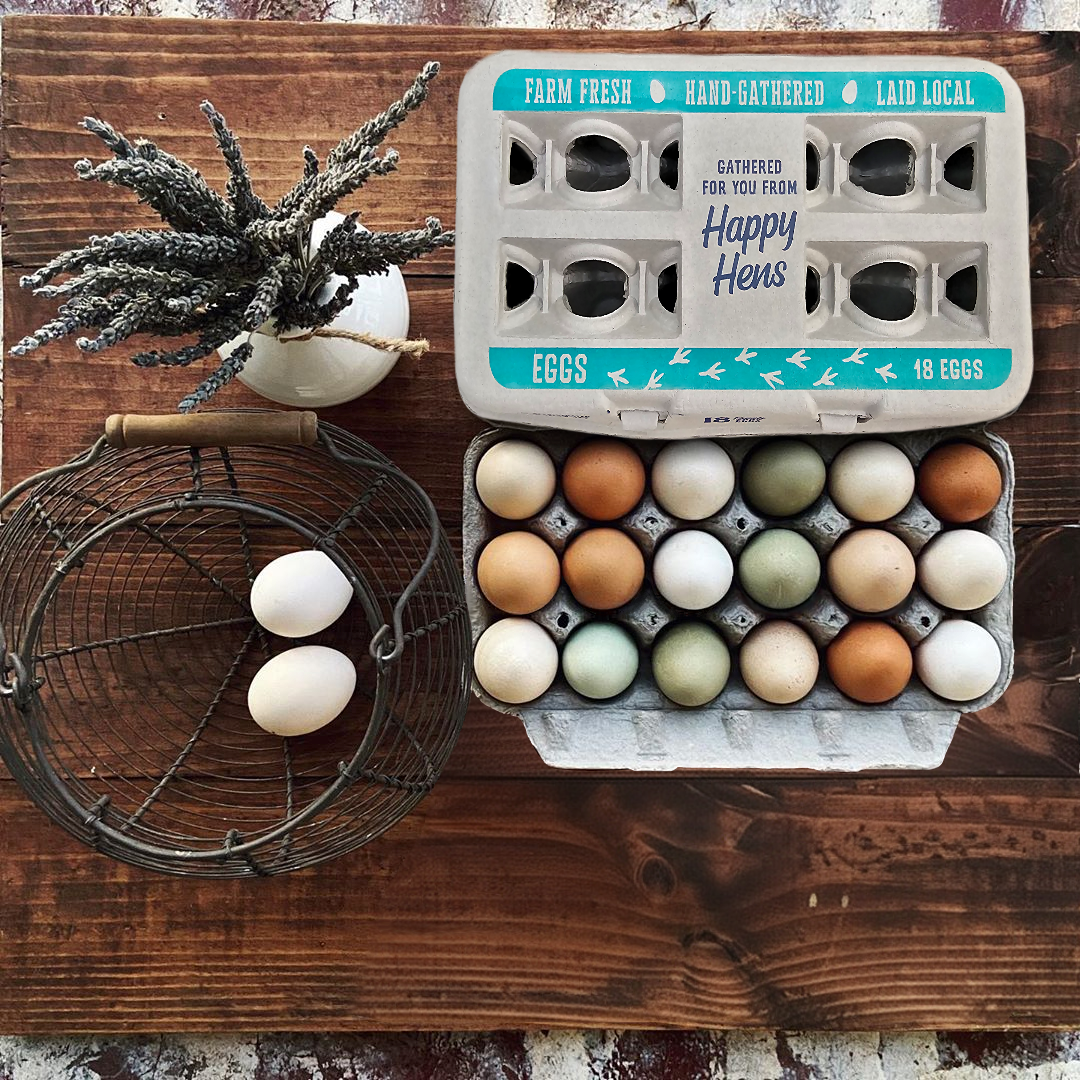 18 Eggs on Henlay Egg Cartons for Farm Fresh Eggs