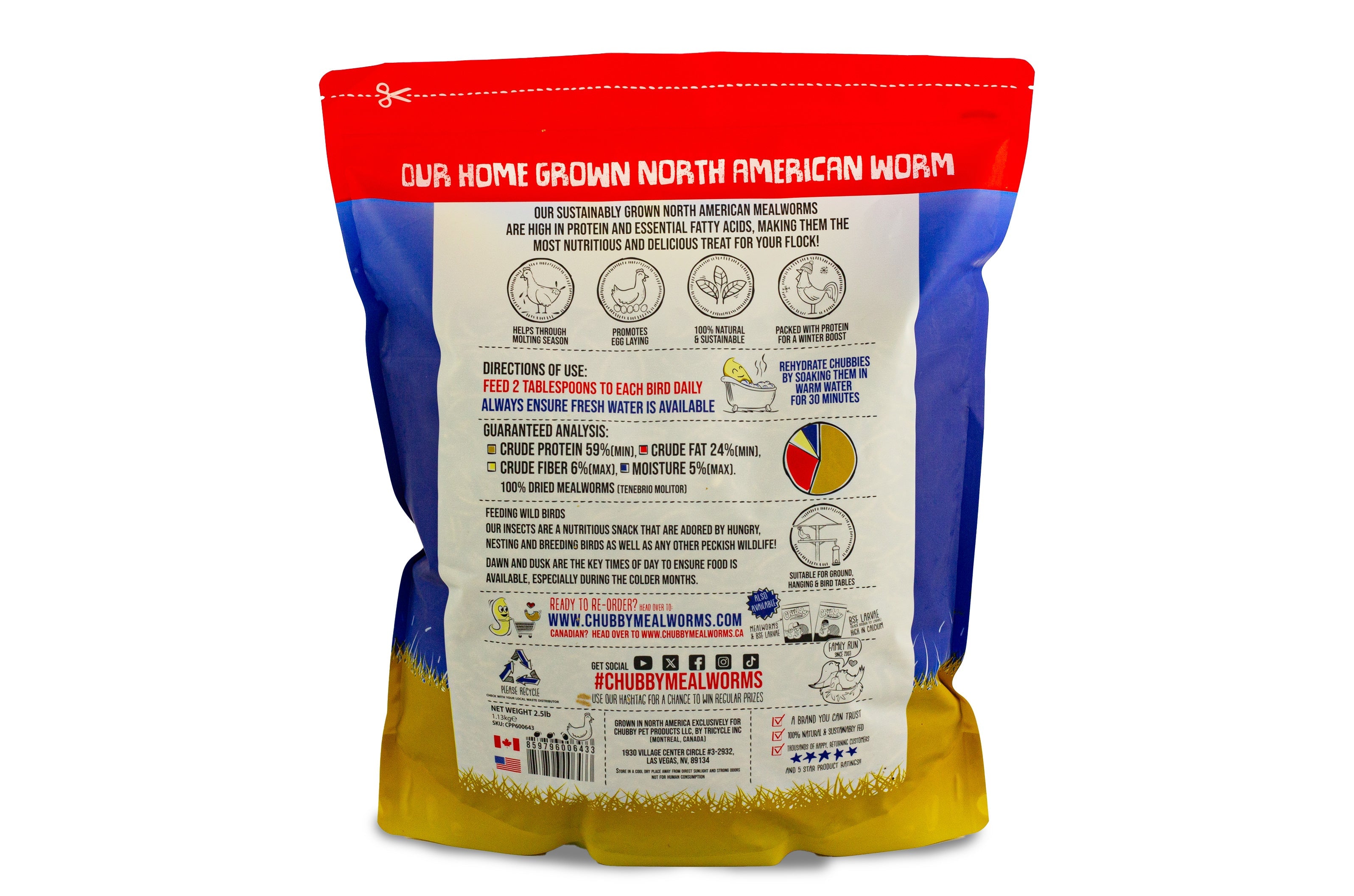 Chubby North American Dried Mealworms 5Lbs (Montreal Grown) Non-GMO