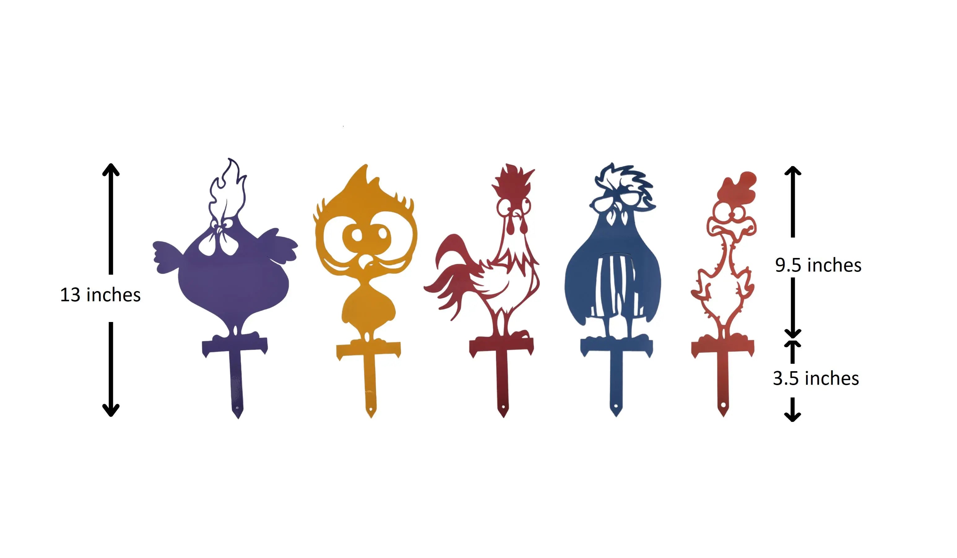 The Metal Peddler Chickens Yard & Garden Stakes flower beds and yard art