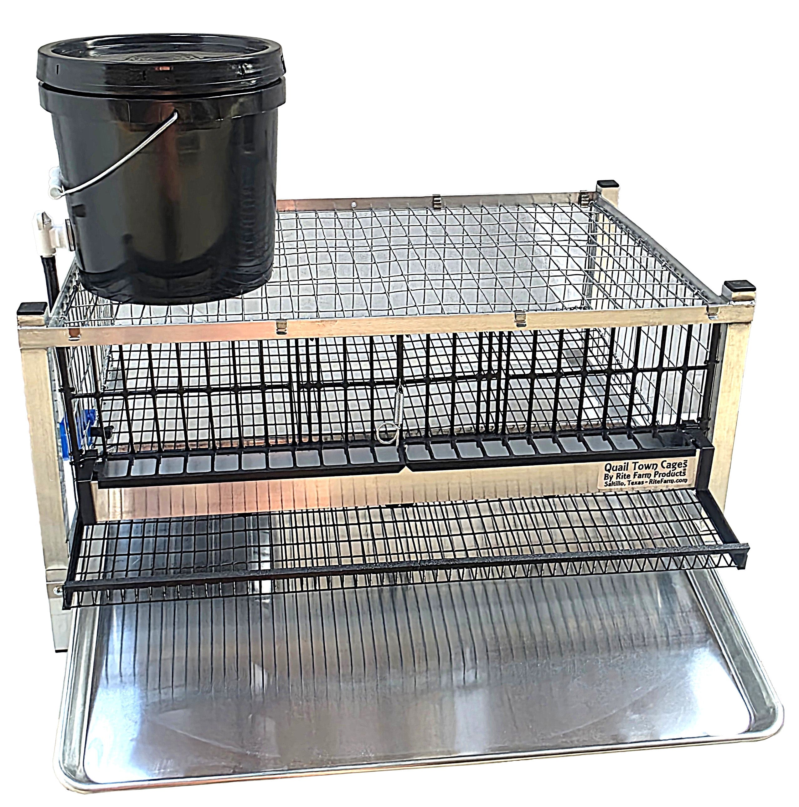 Quail Town Cages by Rite Farm Products - Pro Modular Quail Grow Out & Layer Cage Tower System Black Reservior