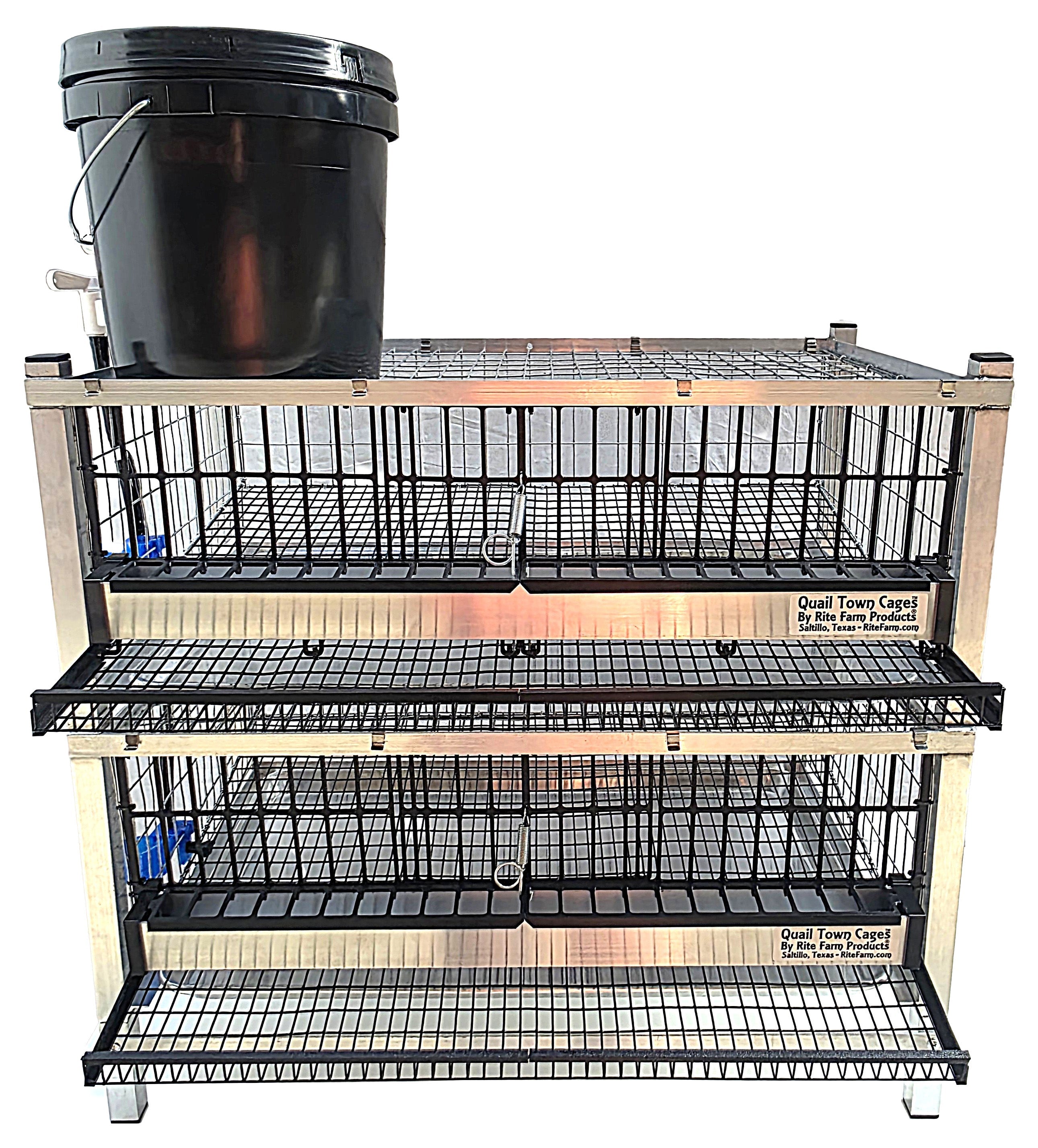 Quail Town Cages by Rite Farm Products - Pro Modular Quail Grow Out & Layer Cage Tower System Black Reservior