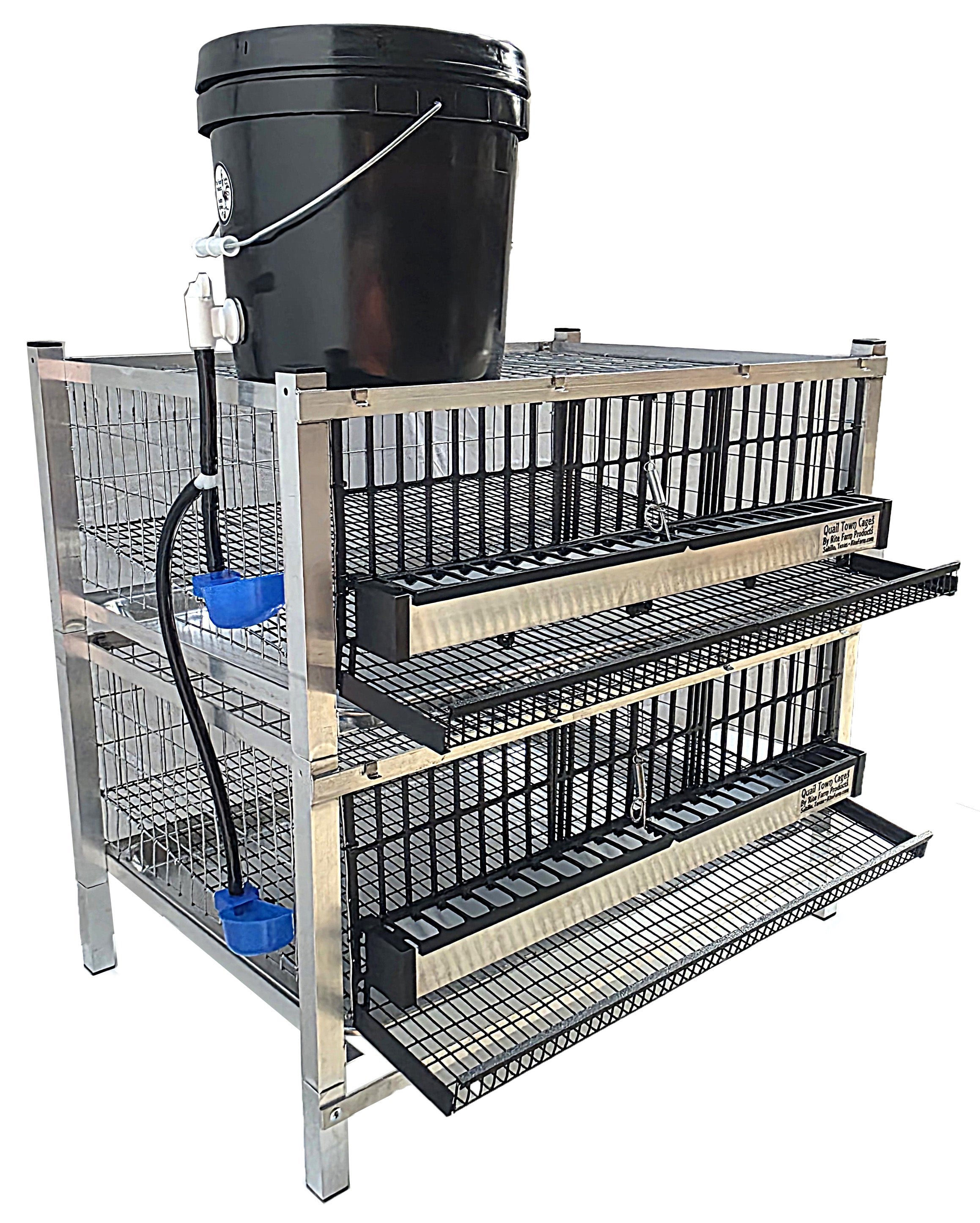 Quail Town Cages by Rite Farm Products - Pro Modular Quail Grow Out & Layer Cage Tower System Black Reservior