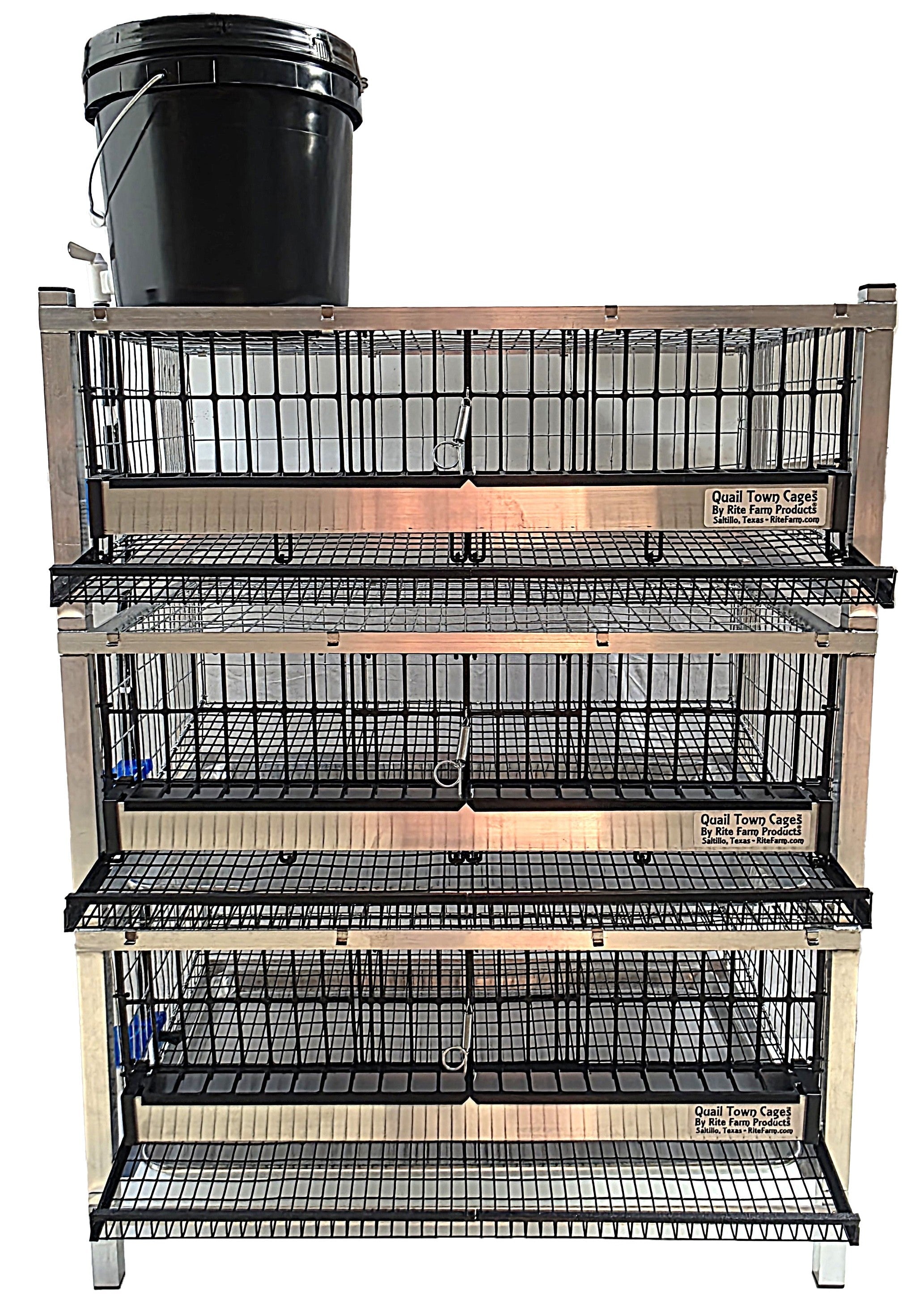 Quail Town Cages by Rite Farm Products - Pro Modular Quail Grow Out & Layer Cage Tower System Black Reservior
