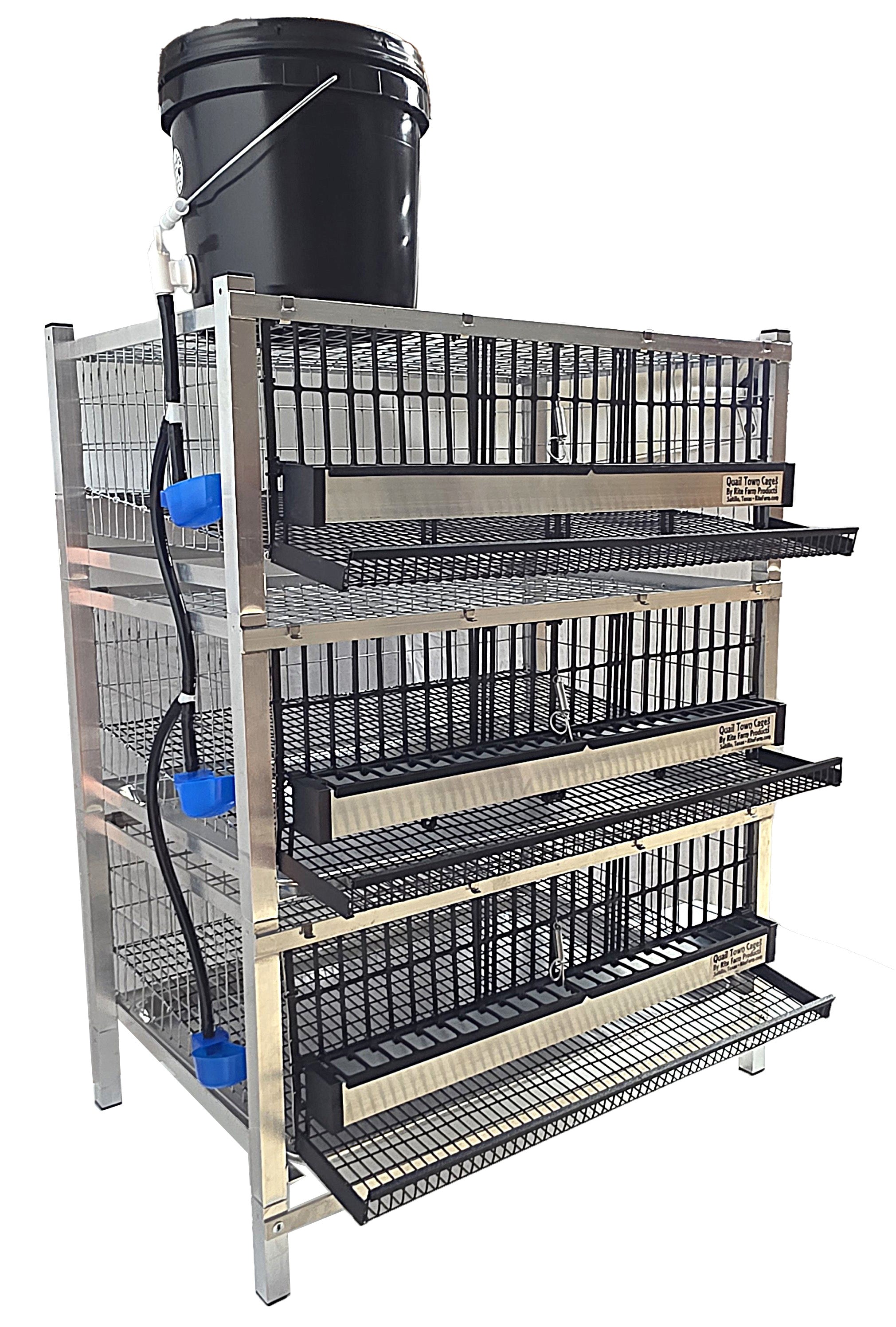 Quail Town Cages by Rite Farm Products - Pro Modular Quail Grow Out & Layer Cage Tower System Black Reservior