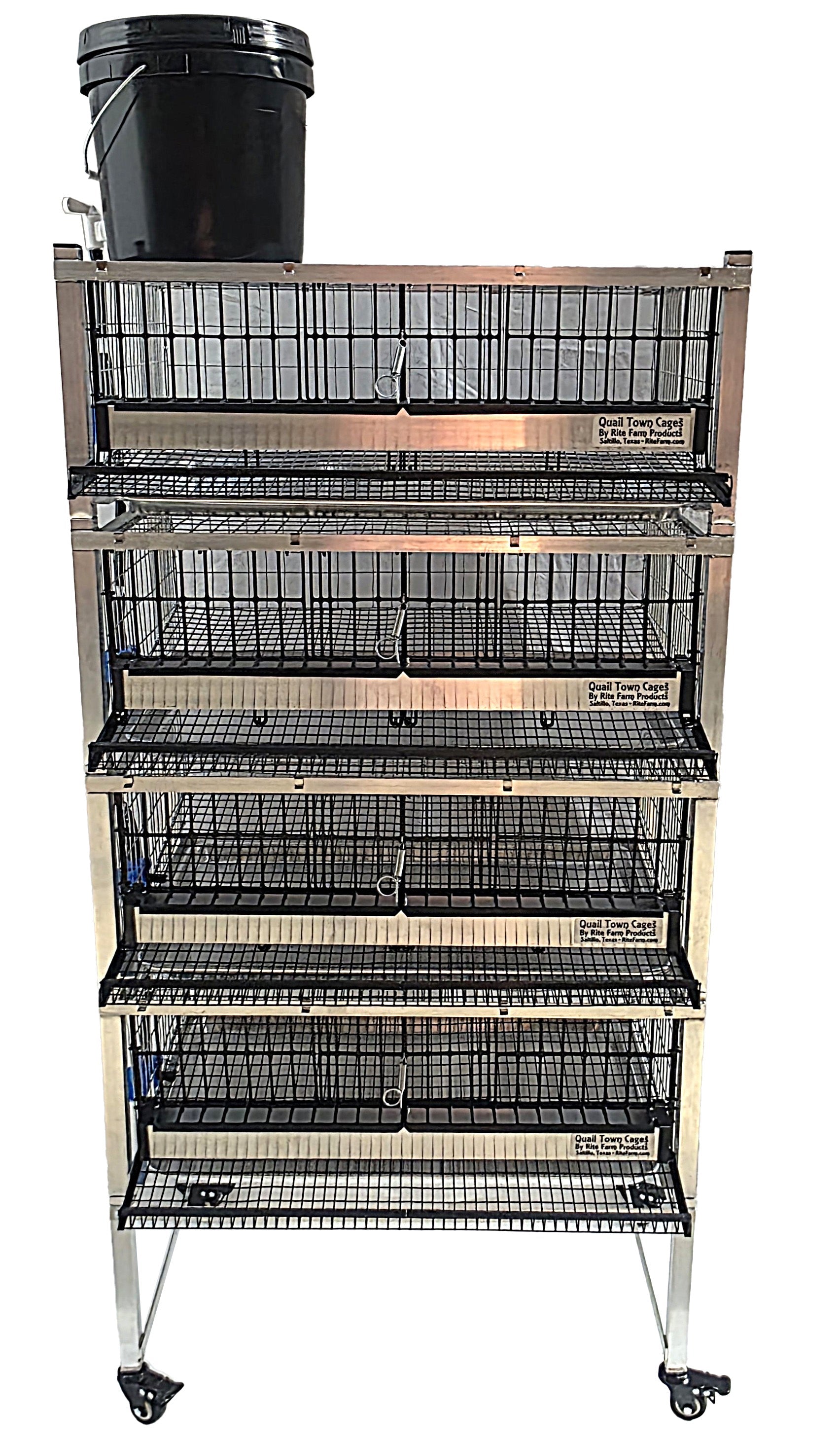 Quail Town Cages by Rite Farm Products - Pro Modular Quail Grow Out & Layer Cage Tower System Black Reservior