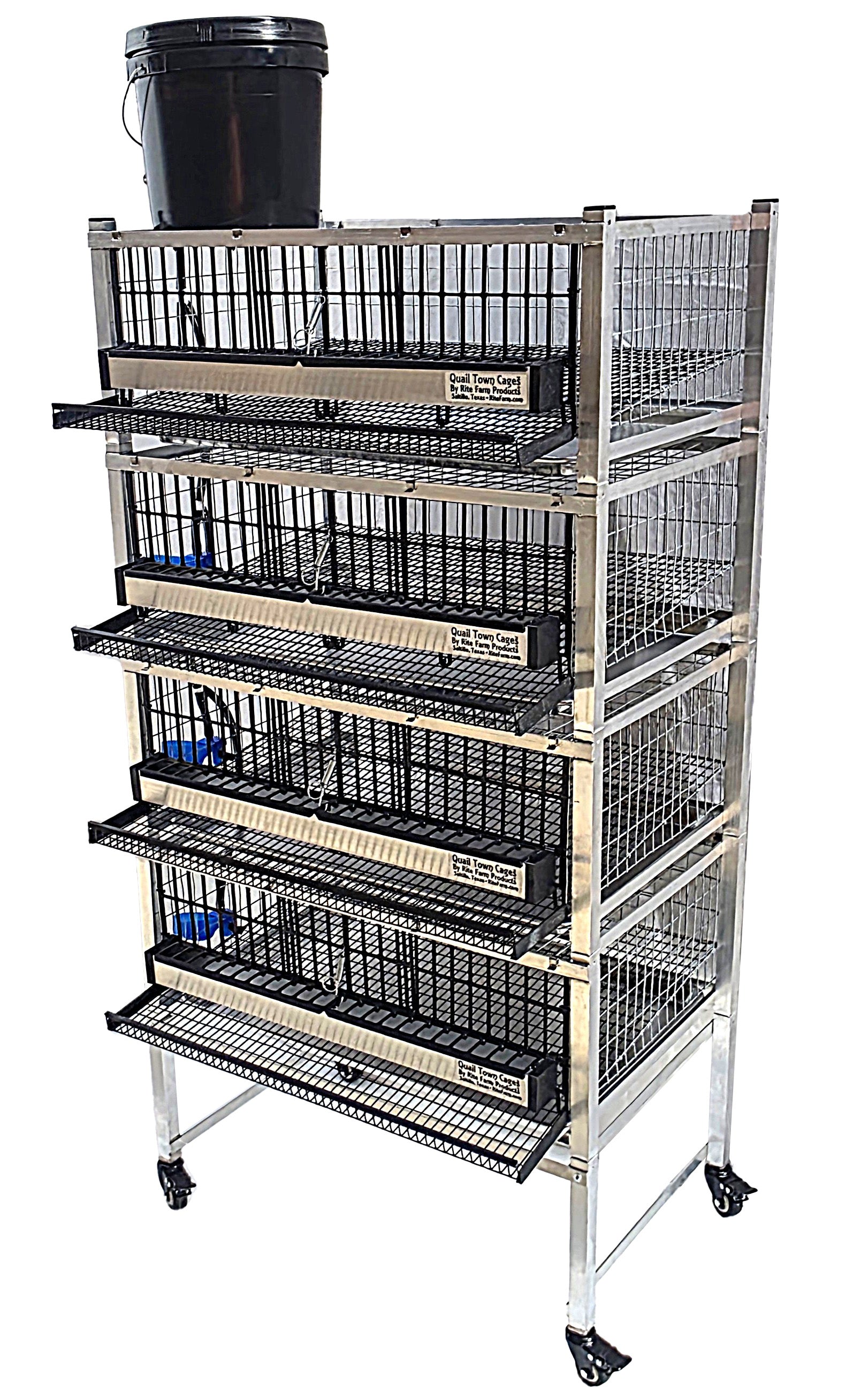Quail Town Cages by Rite Farm Products - Pro Modular Quail Grow Out & Layer Cage Tower System Black Reservior