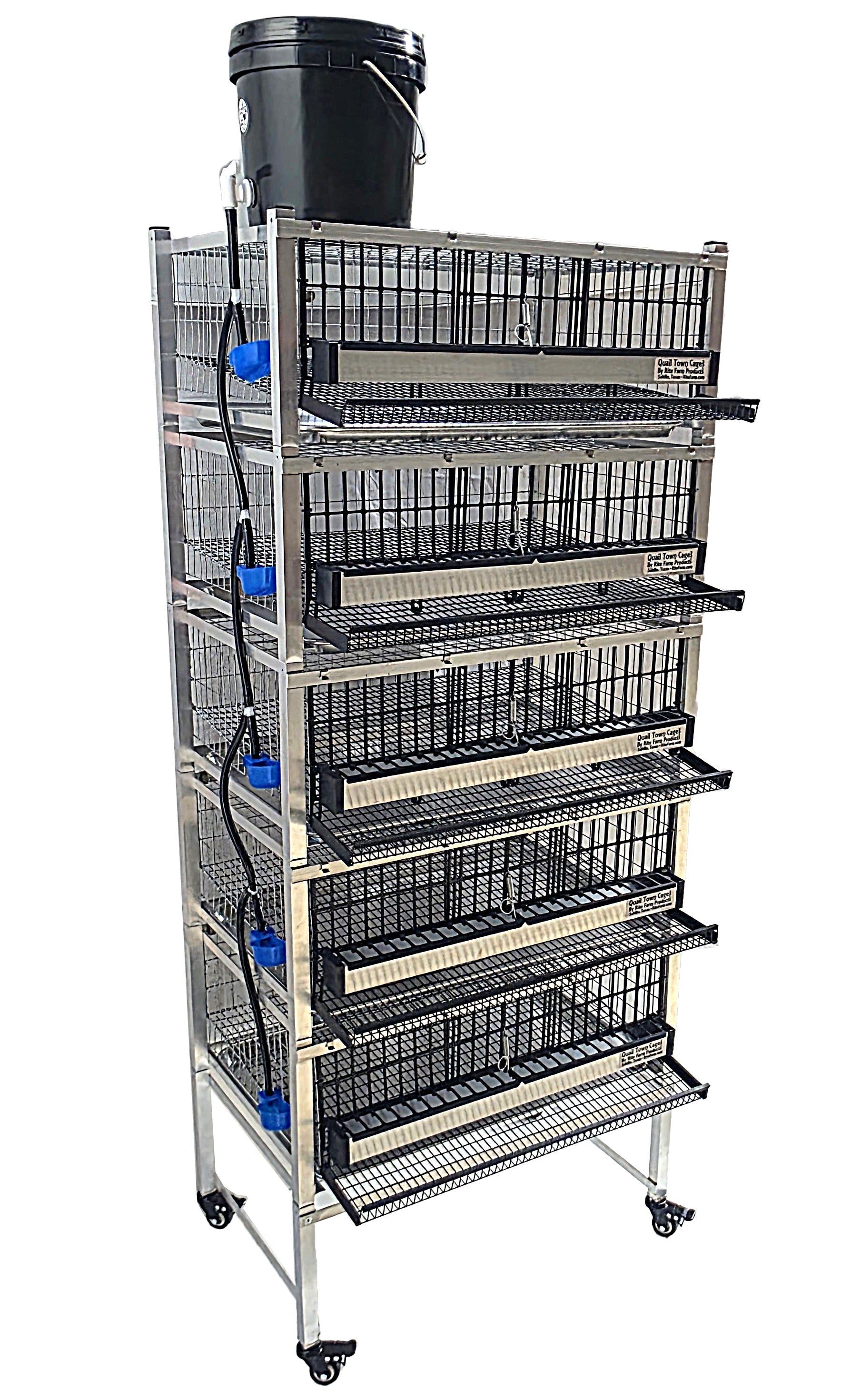 Quail Town Cages by Rite Farm Products - Pro Modular Quail Grow Out & Layer Cage Tower System Black Reservior