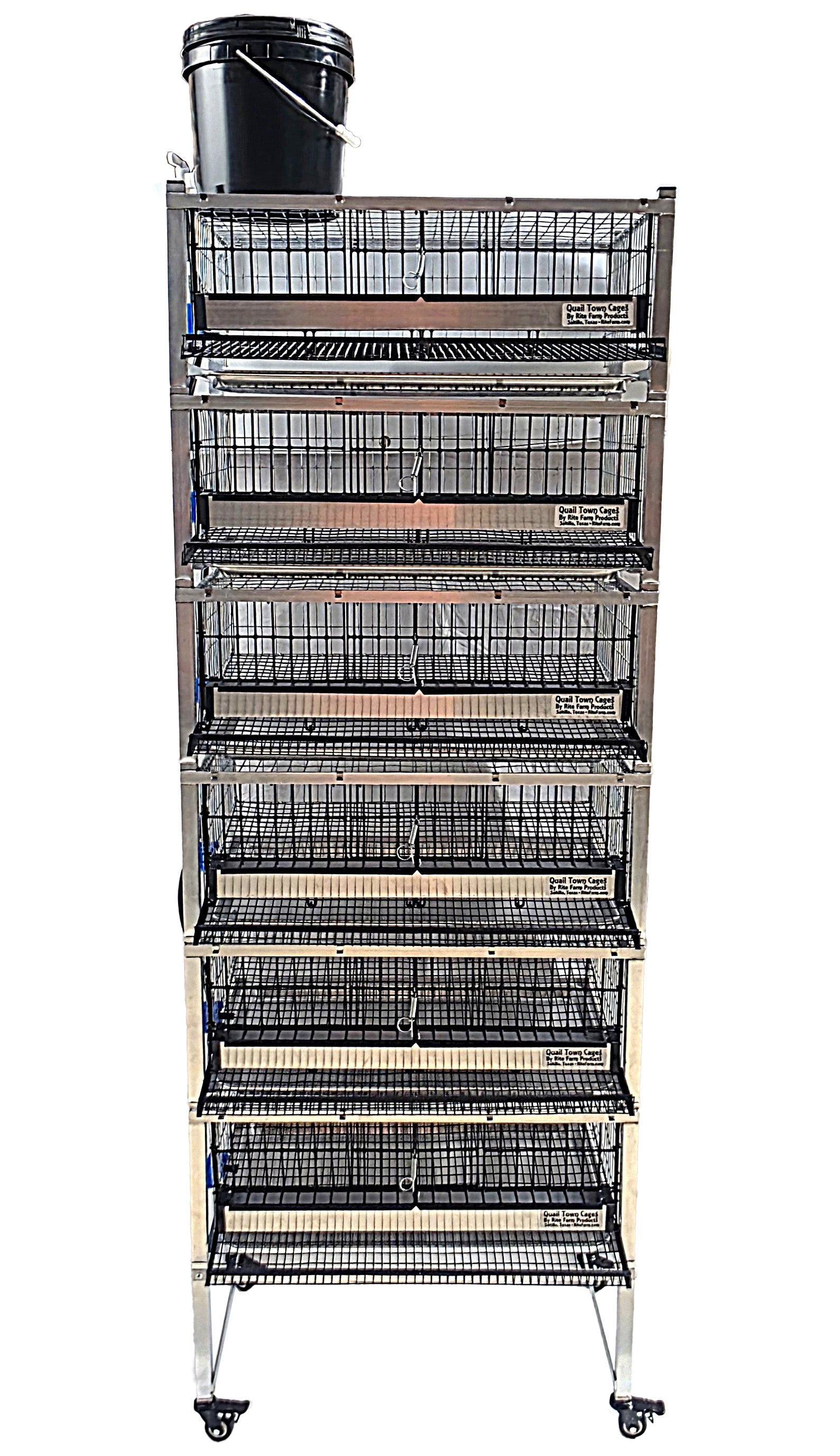 Quail Town Cages by Rite Farm Products - Pro Modular Quail Grow Out & Layer Cage Tower System Black Reservior