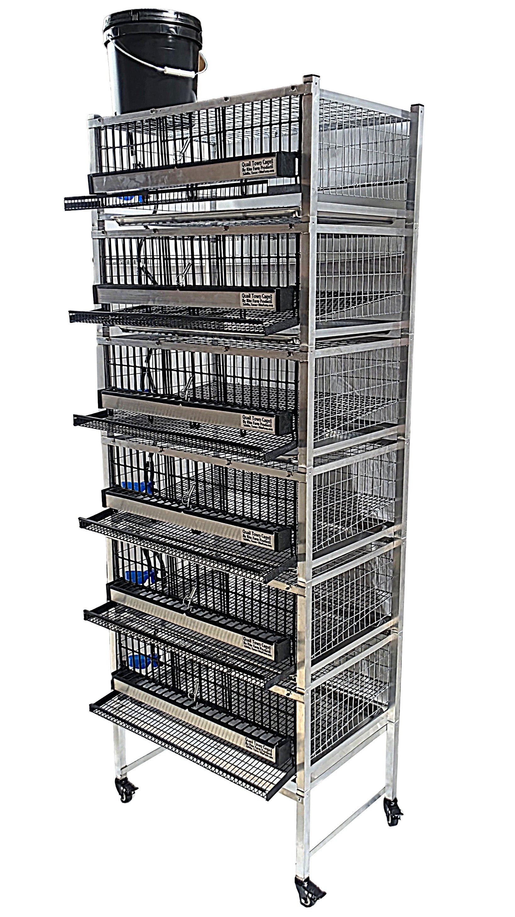 Quail Town Cages by Rite Farm Products - Pro Modular Quail Grow Out & Layer Cage Tower System Black Reservior
