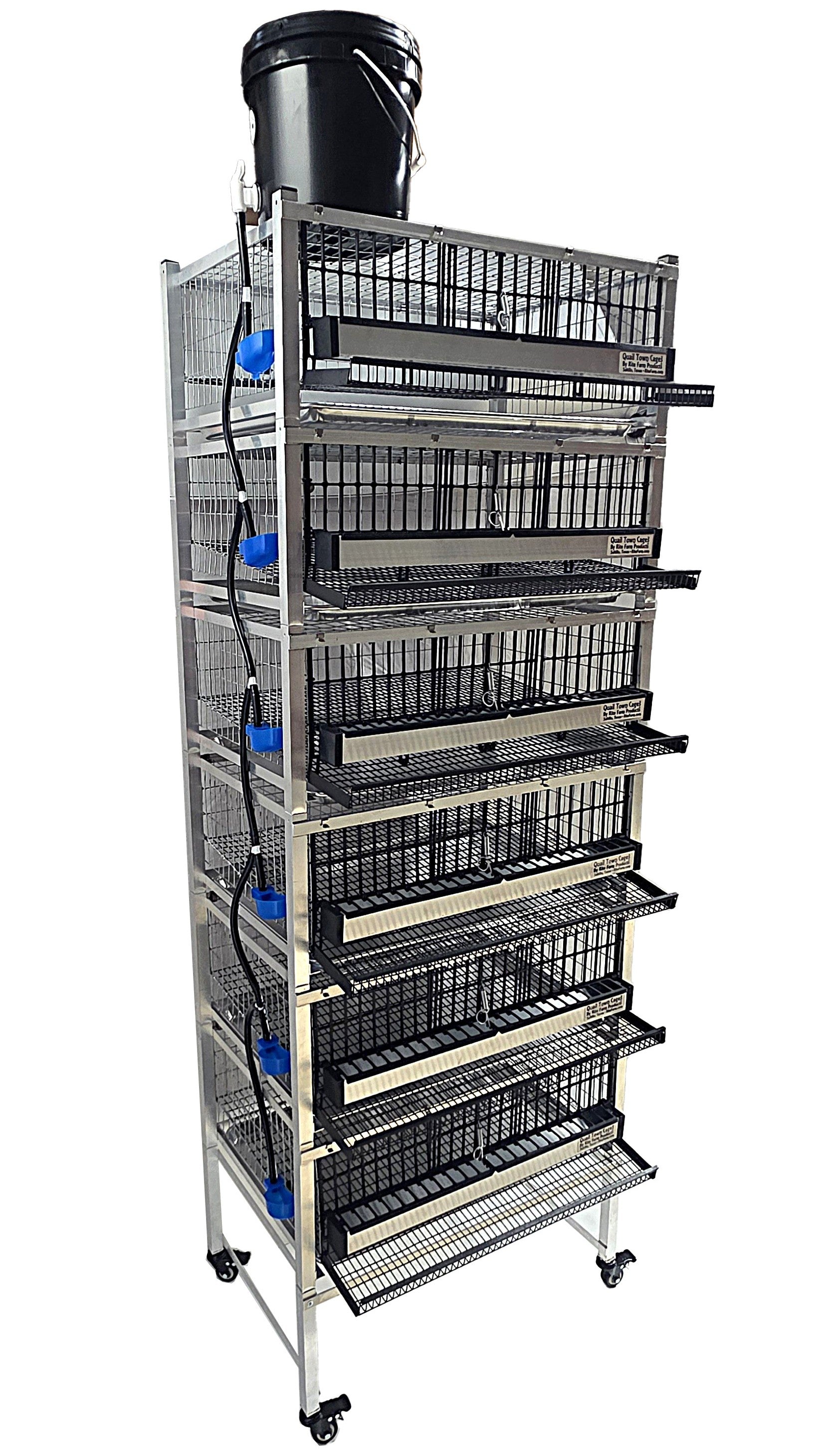 Quail Town Cages by Rite Farm Products - Pro Modular Quail Grow Out & Layer Cage Tower System Black Reservior