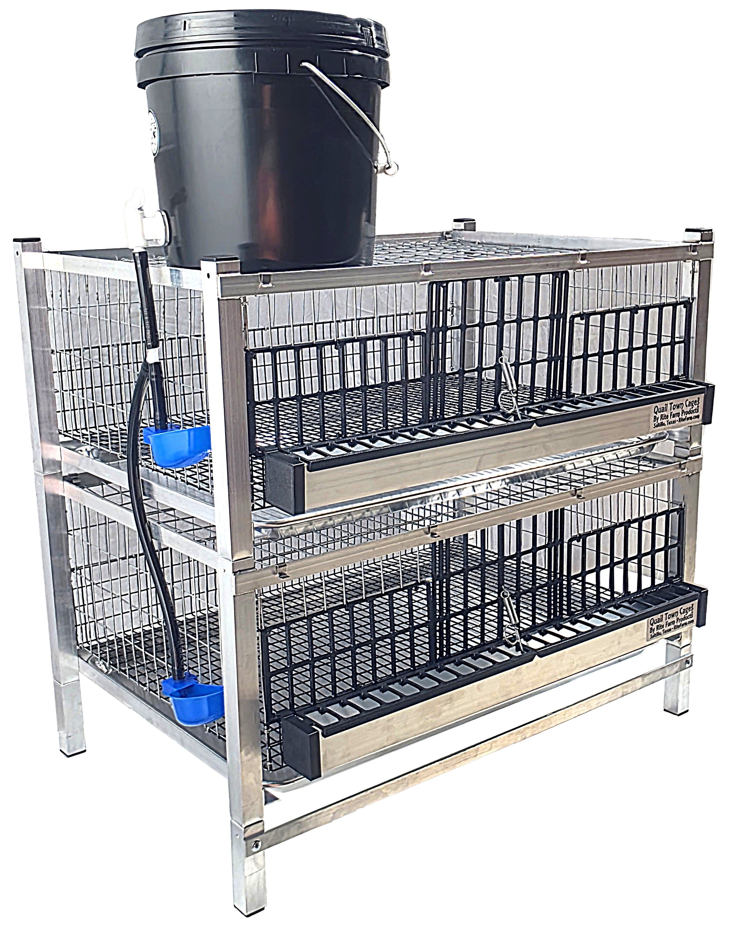 Quail Town Cages by Rite Farm Products - Pro Modular Quail Grow Out & Layer Cage Tower System Black Reservior