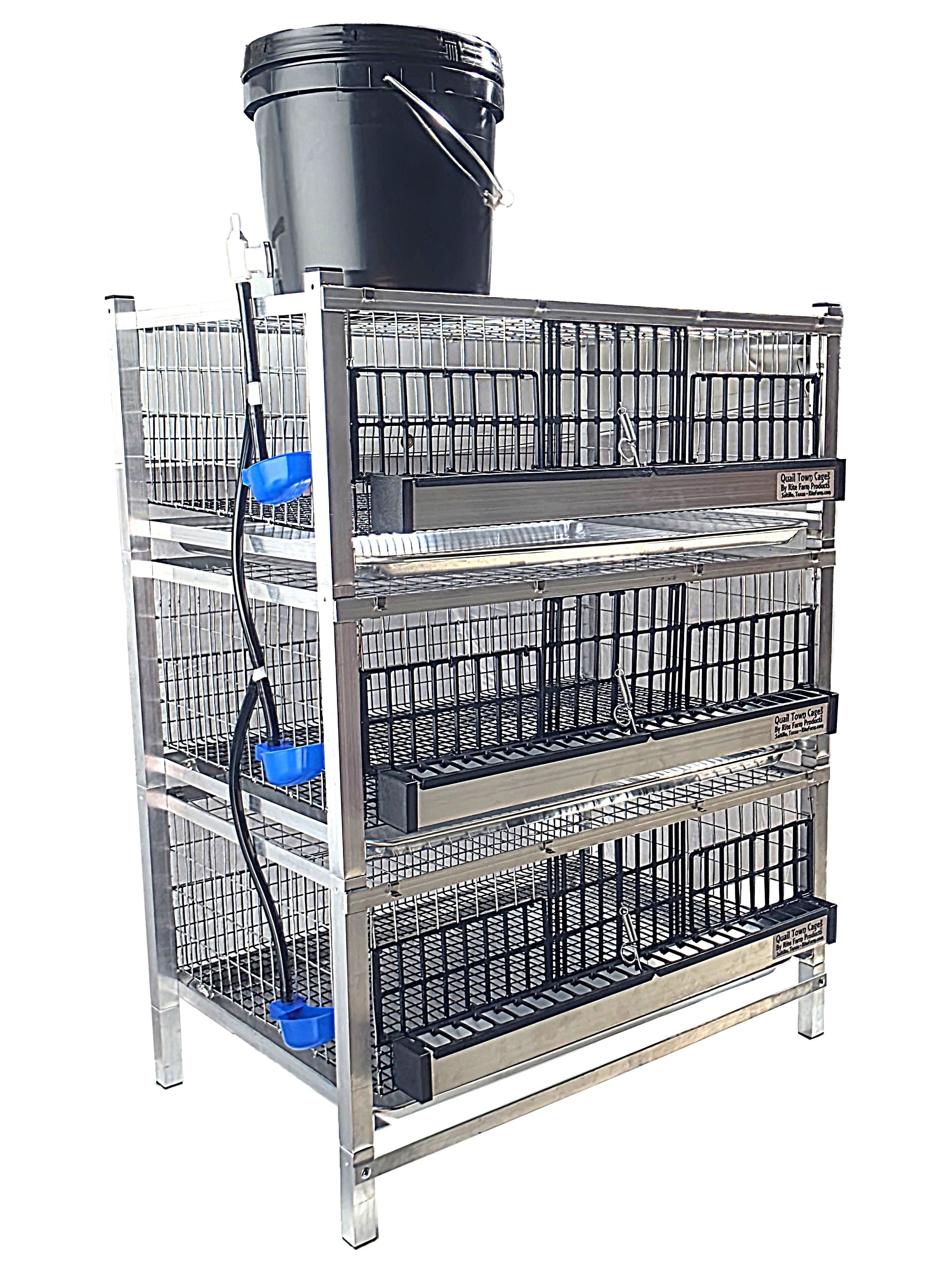 Quail Town Cages by Rite Farm Products - Pro Modular Quail Grow Out & Layer Cage Tower System Black Reservior