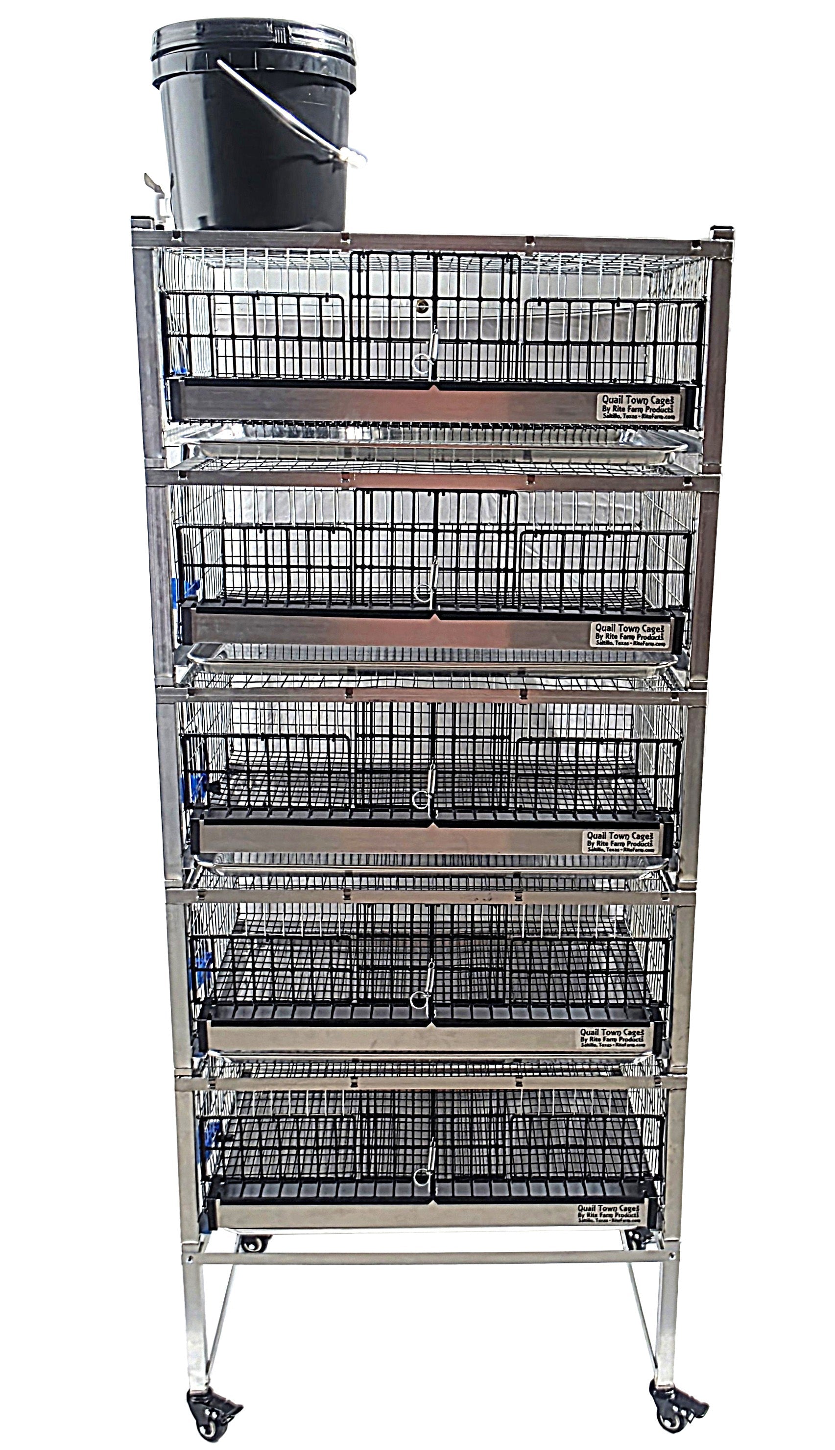 Quail Town Cages by Rite Farm Products - Pro Modular Quail Grow Out & Layer Cage Tower System Transparent Reservoir
