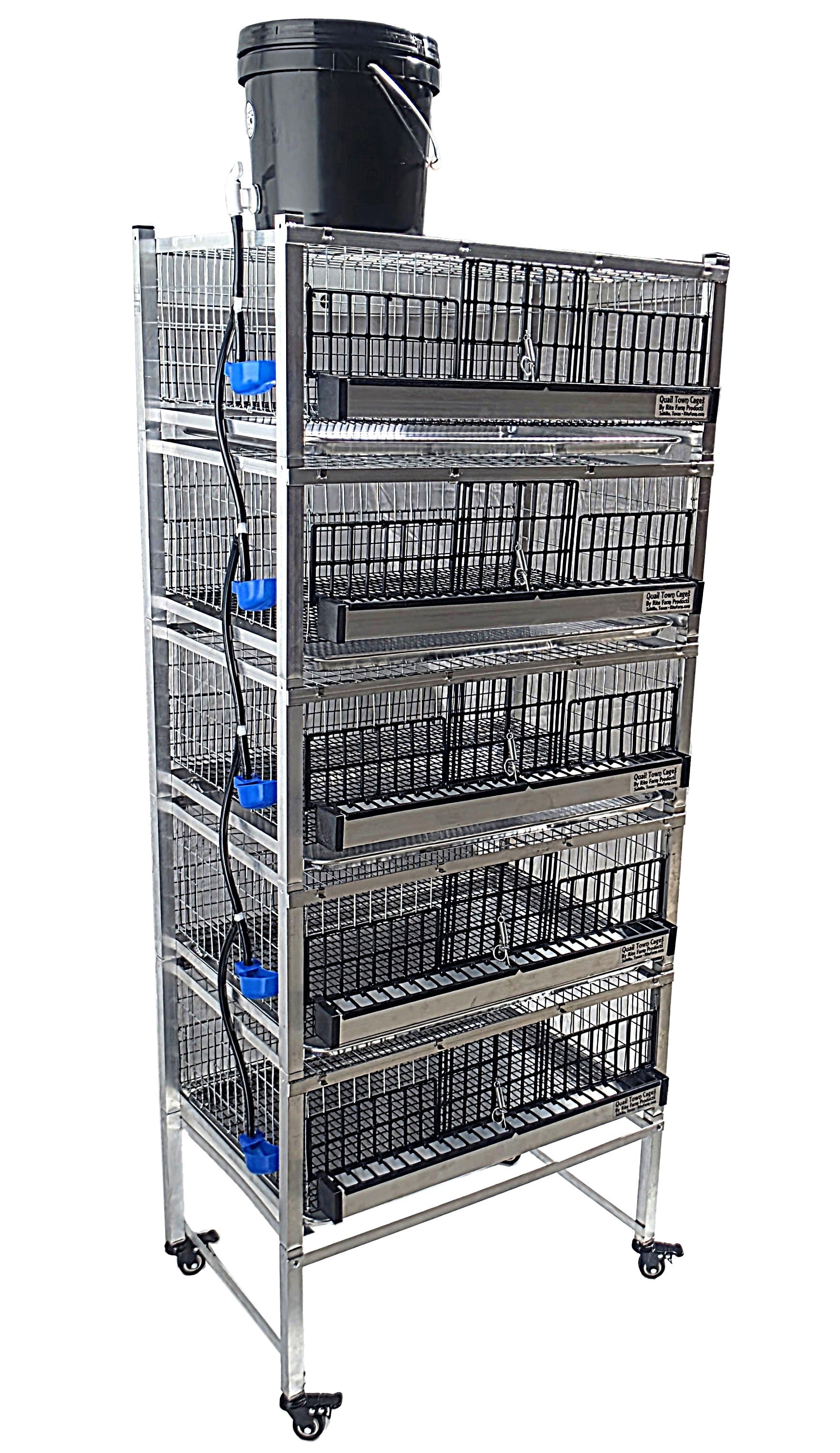Quail Town Cages by Rite Farm Products - Pro Modular Quail Grow Out & Layer Cage Tower System Black Reservior
