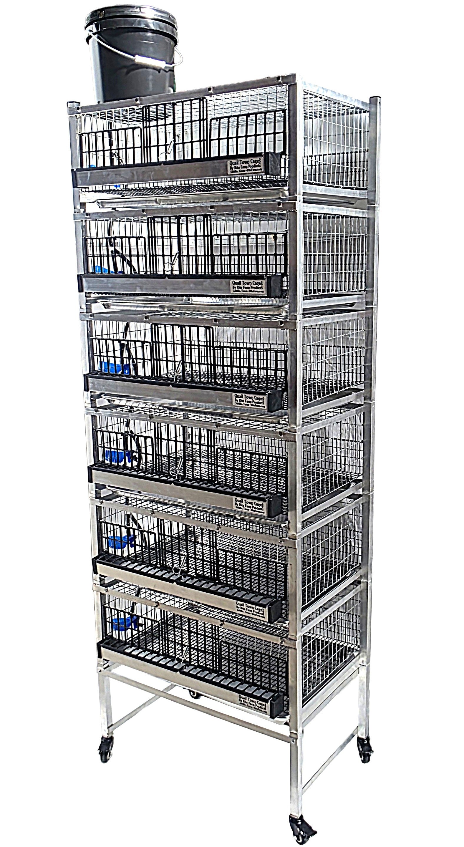 Quail Town Cages by Rite Farm Products - Pro Modular Quail Grow Out & Layer Cage Tower System Black Reservior