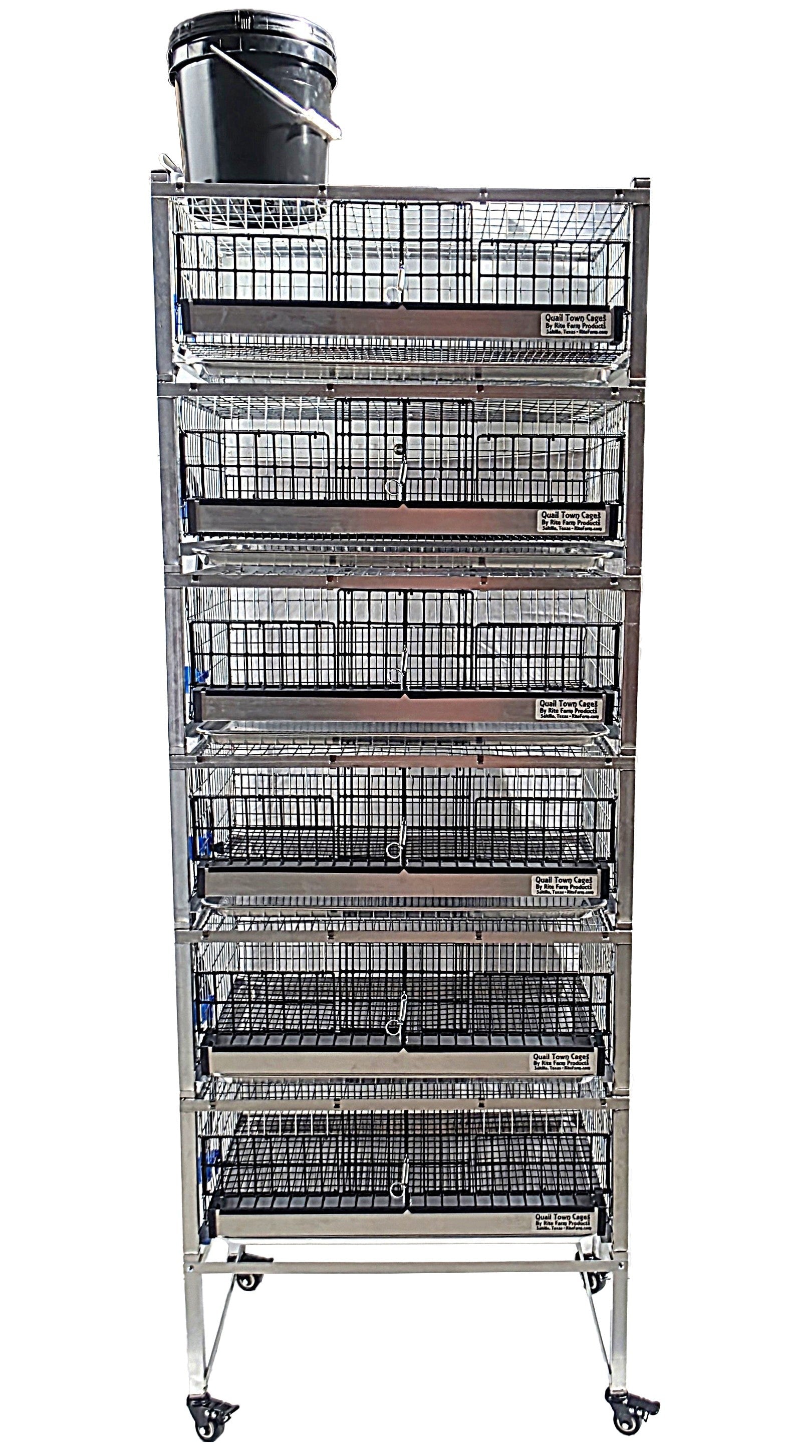 Quail Town Cages by Rite Farm Products - Pro Modular Quail Grow Out & Layer Cage Tower System Transparent Reservoir