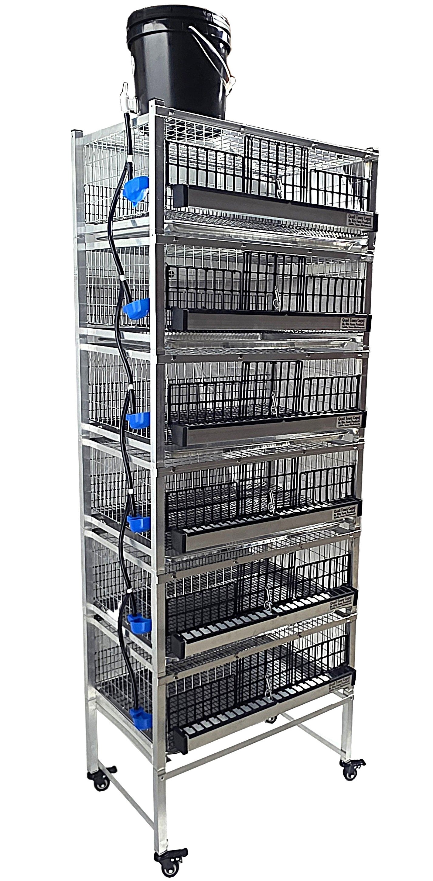 Quail Town Cages by Rite Farm Products - Pro Modular Quail Grow Out & Layer Cage Tower System Black Reservior