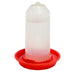25 oz chick waterer with clear cup and red disc for young poultry.