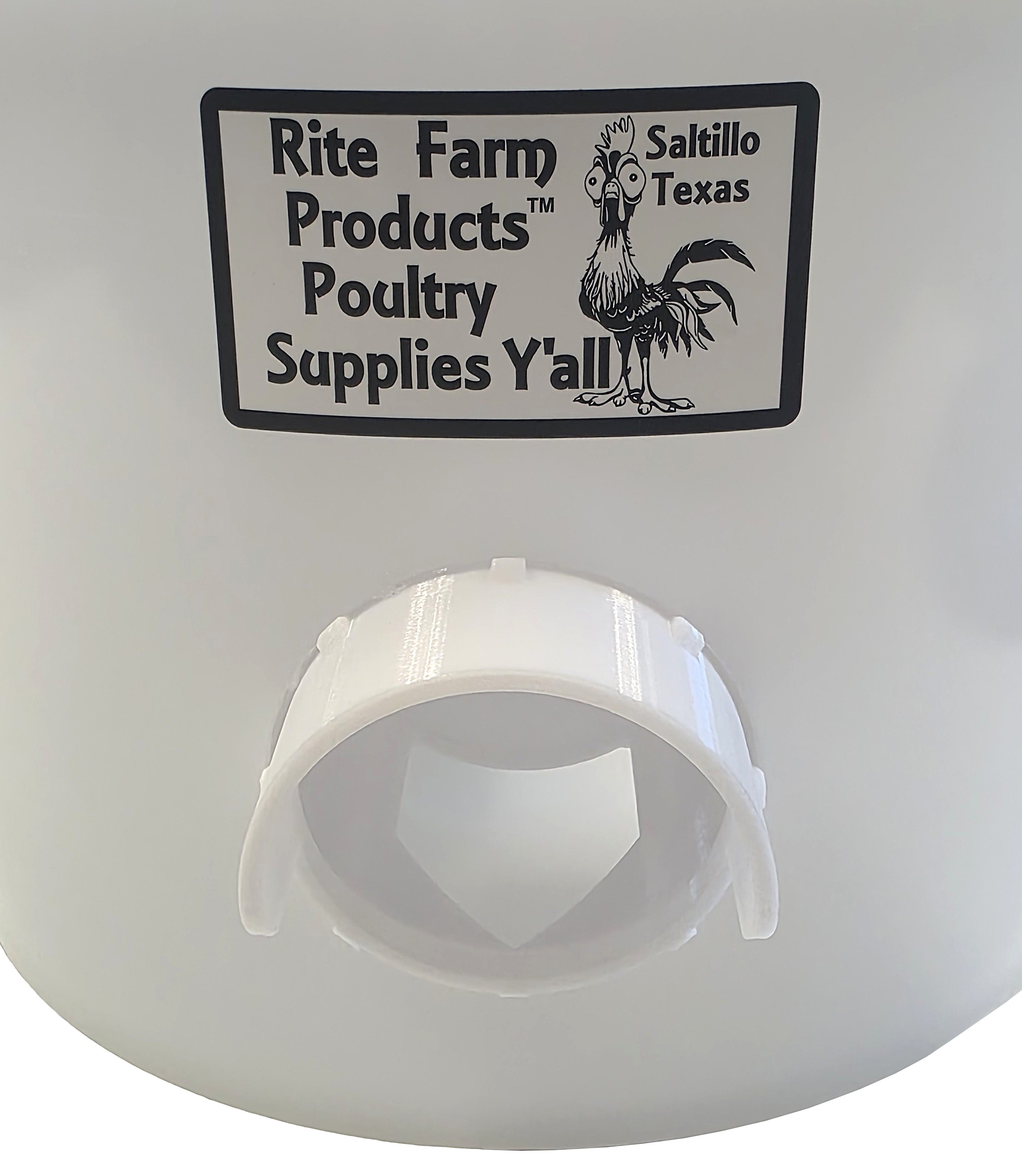 3.5 gallon translucent poultry feeder with four gravity-fed port stations