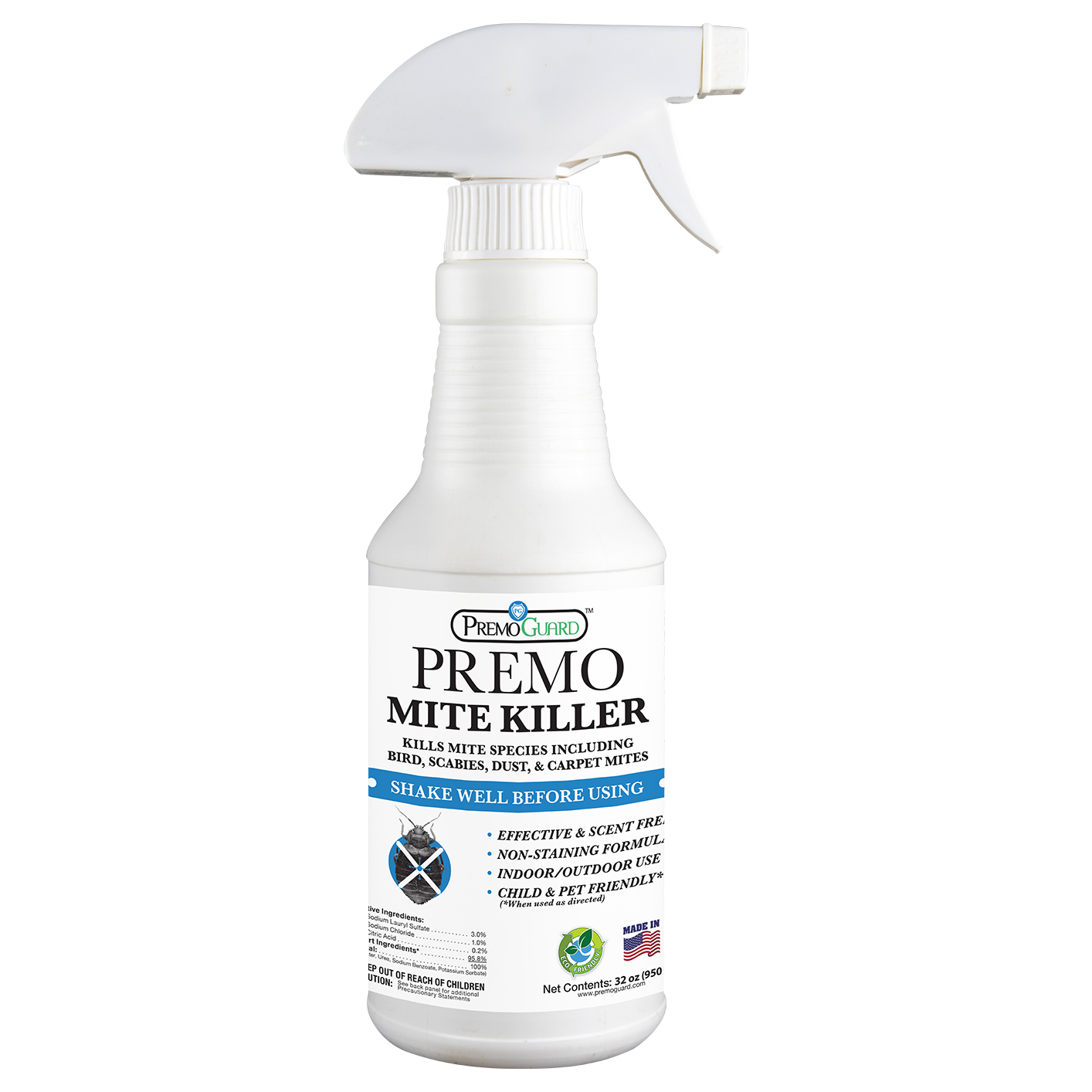 Mite Killer Spray 32 oz - All Natural Non-Toxic - By Premo Guard