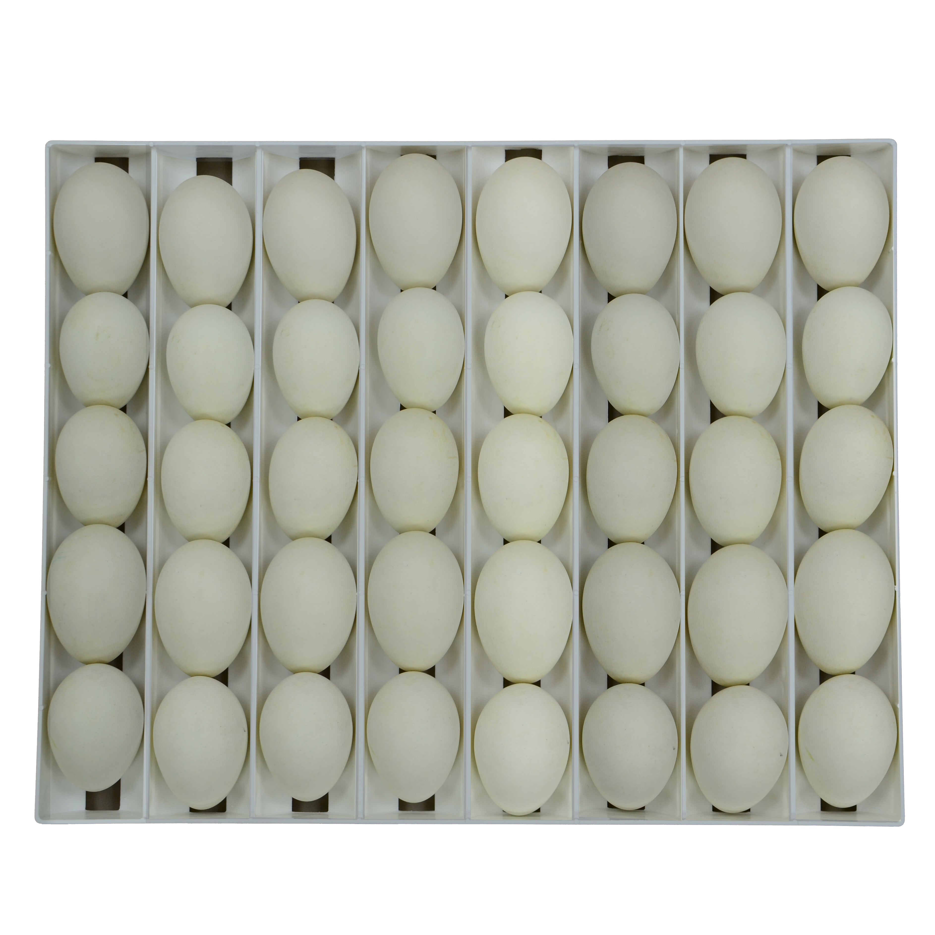 40-goose-egg plastic incubation tray compatible with Cimuka T-Series incubators.