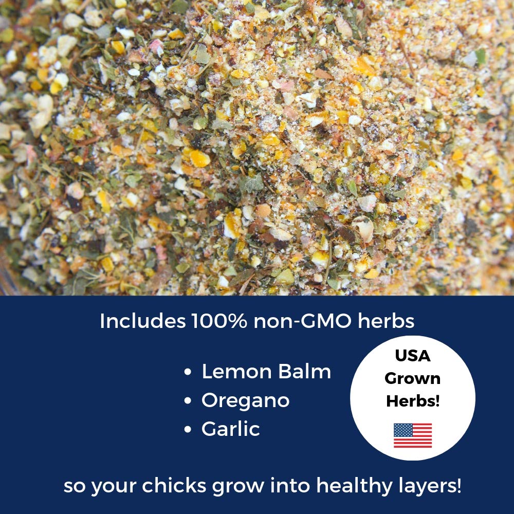 Pampered Chicken Mama Herbal Non-GMO Chick Starter & Grower Feed With Oregano & Garlic For Baby Chicks