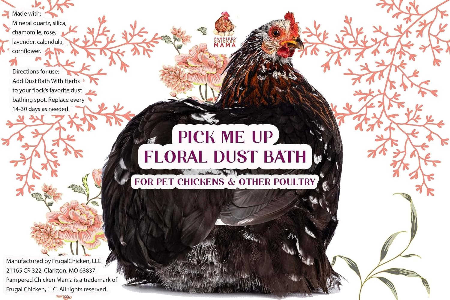Pampered Mama Chicken Pick Me Up Floral Dust Bath With Herbs - For Pet Chickens & Other Poultry