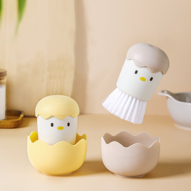 With Handle Nano Cleaning Brush Kitchen Chicken Pot Brush Cartoon Detachable Egg Shell Chicken Does Not Lose Wire Dish Cleaning Ball