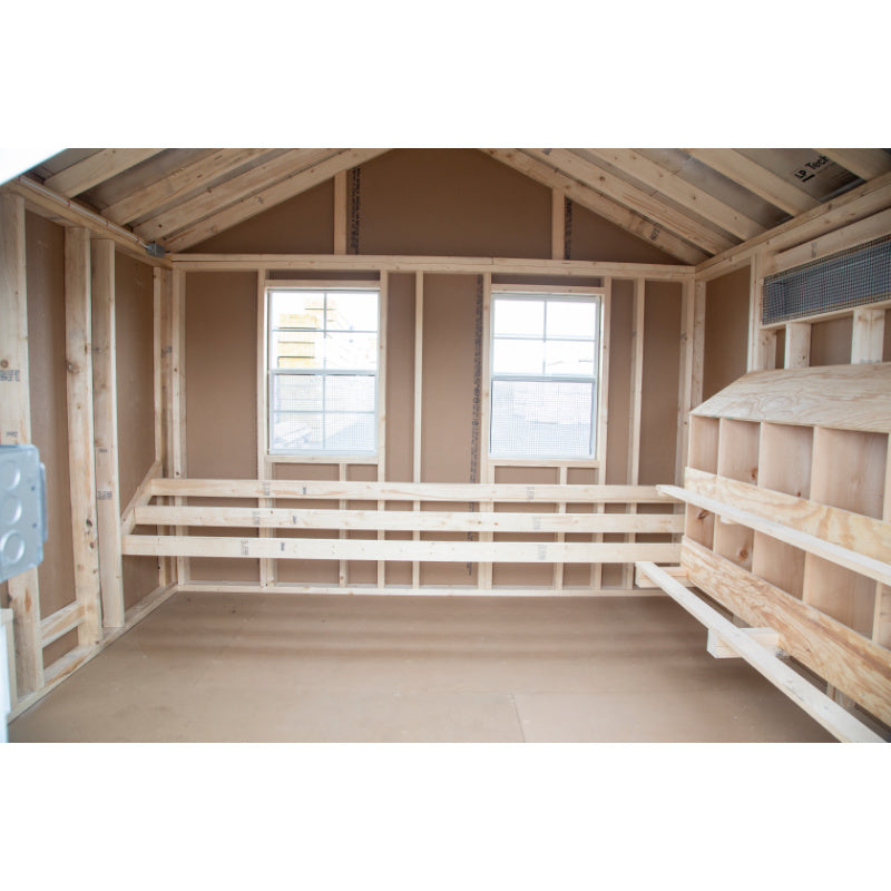 Reverse Gable Coop with Front Feed Room A1028RGC | Hen House Collection
