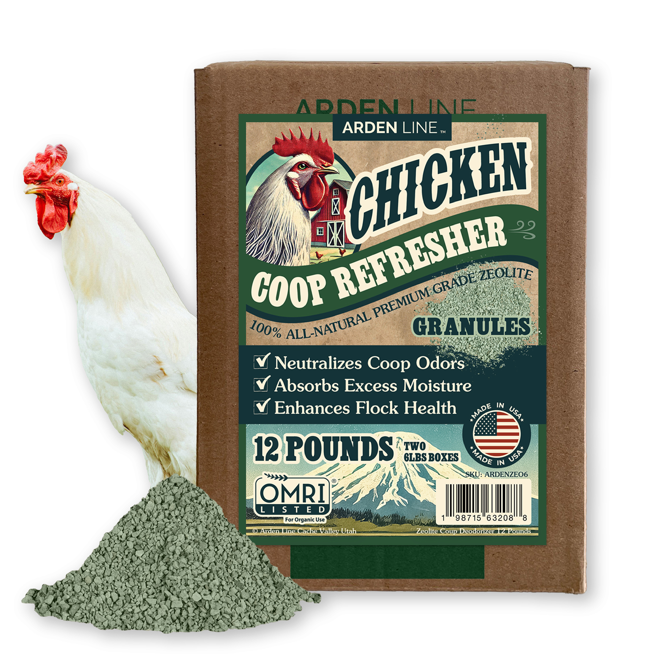 ARDEN LINE zeolite chicken coop deodorizer and odor eliminator