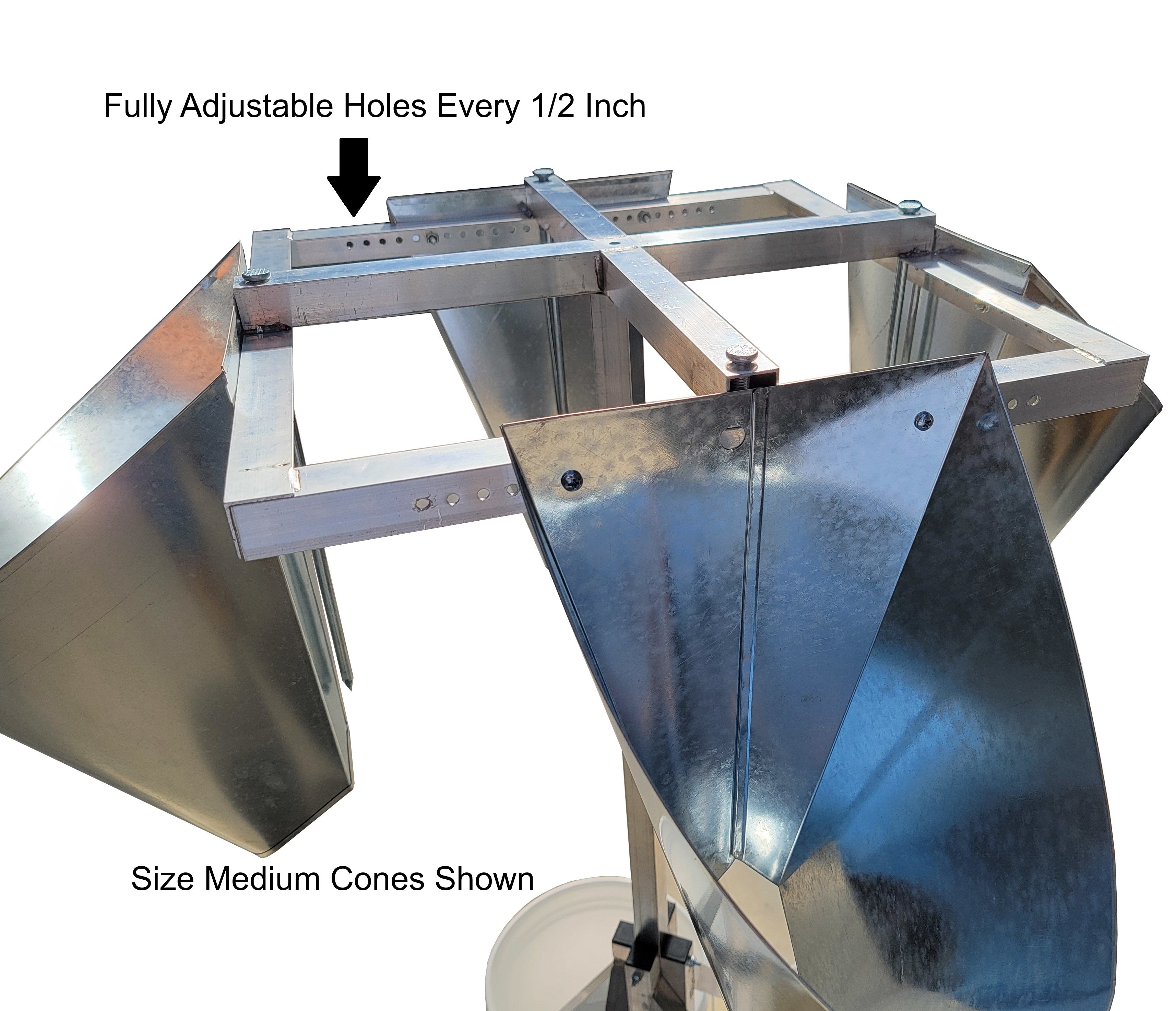 Adjustable poultry killing cone stand for chickens, quail, ducks, geese, and turkeys