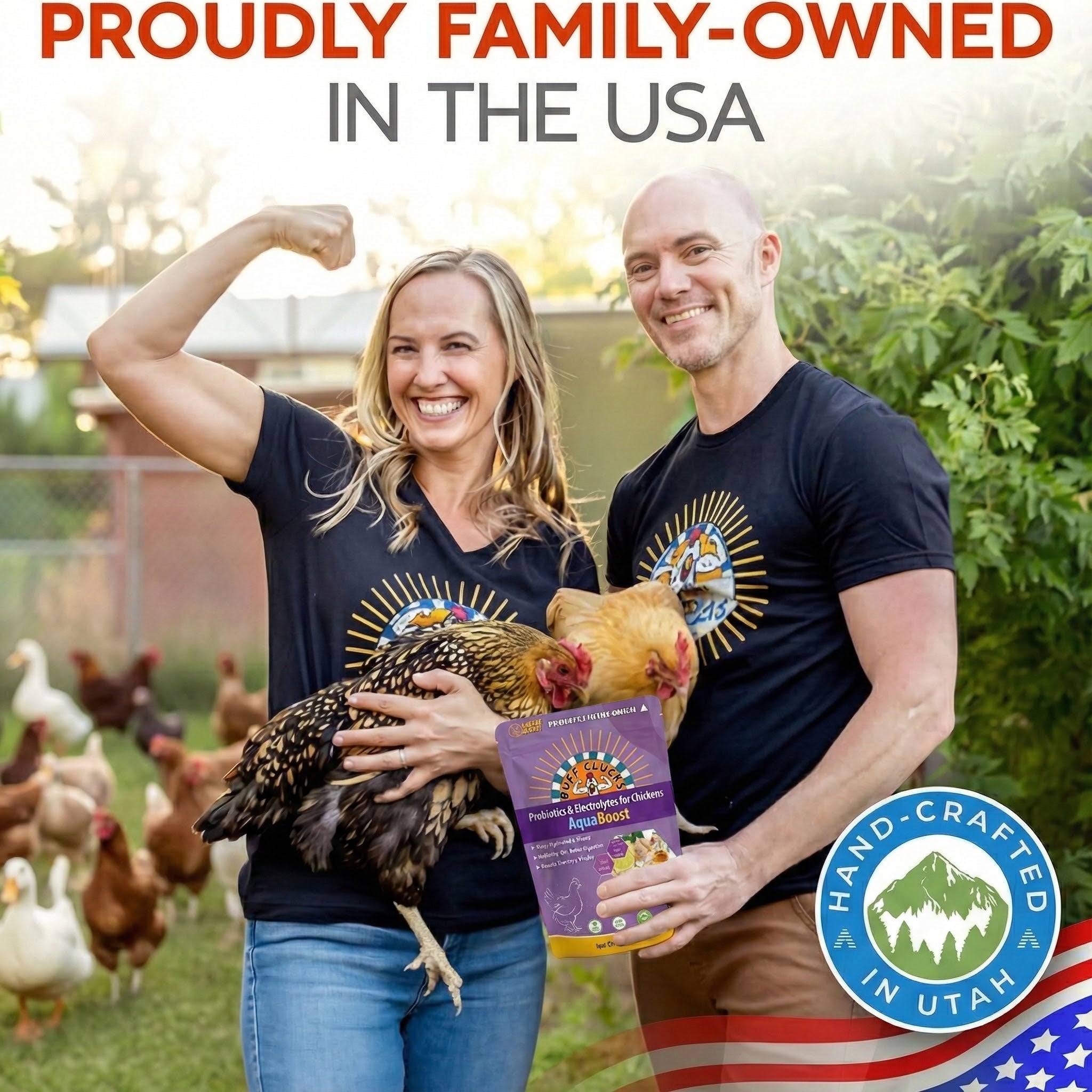 AquaBoost chicken water supplement with electrolytes and probiotics family owned in the USA