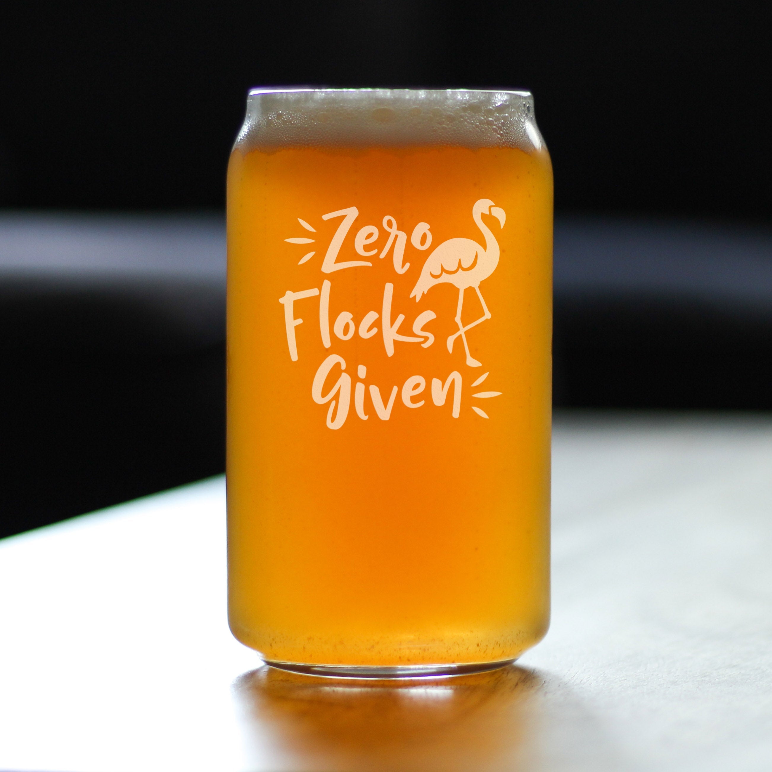 Zero Flocks Given - Vaso de cerveza tipo pinta con flamenco divertido - Regalo para hombres y mujeres - Decoración original para beber