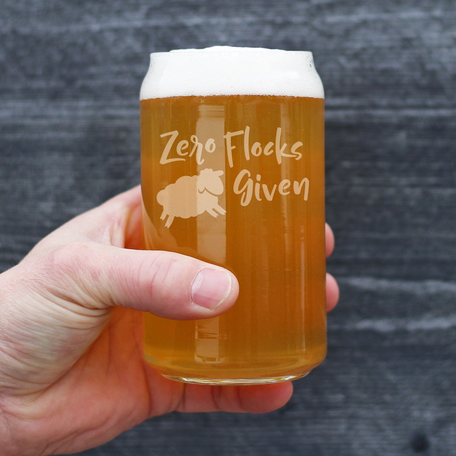 Zero Flocks Given Sheep Beer Can Pint Glass Gift - Fun Farm Animal Gifts for Men & Women - Cute Lamb Decor
