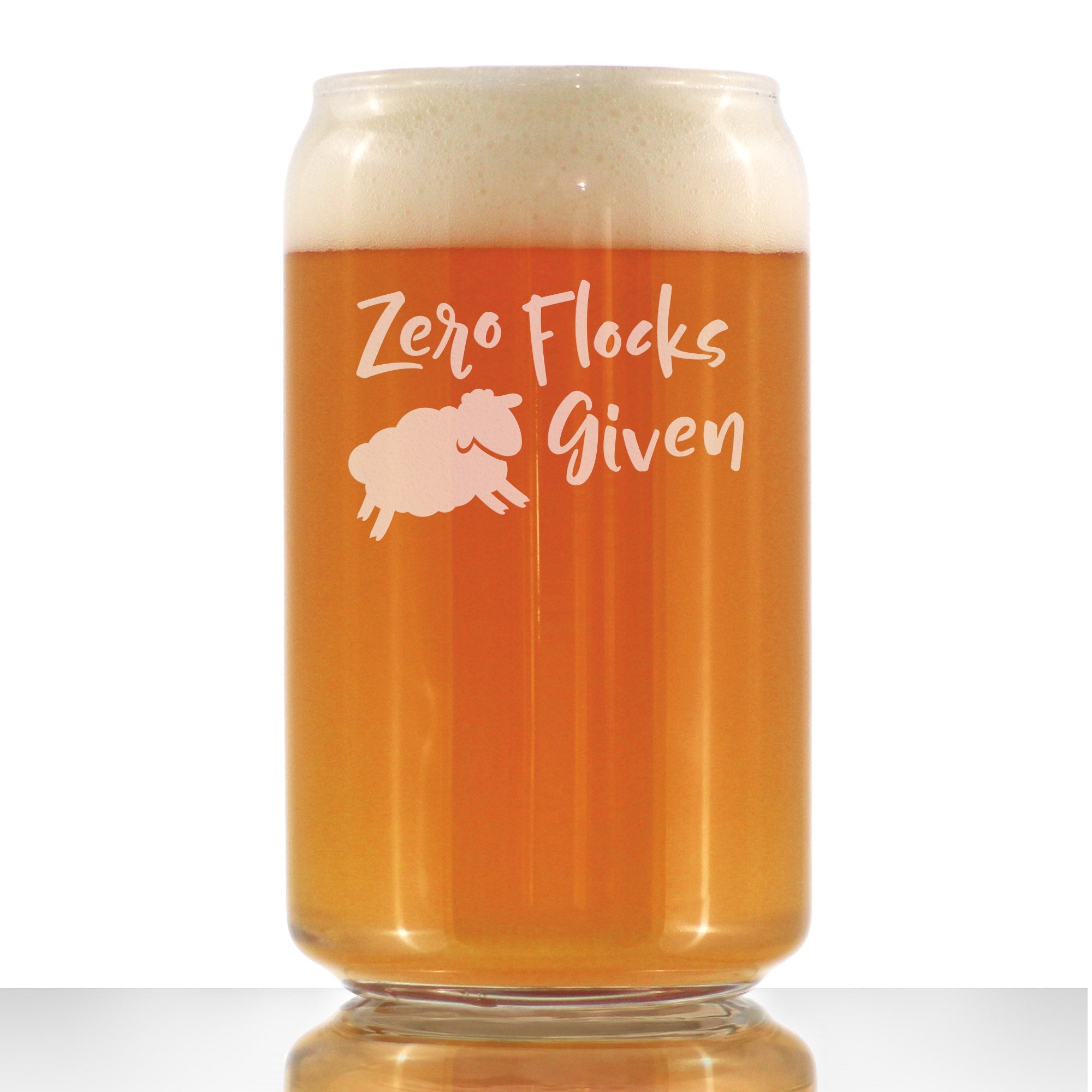 Zero Flocks Given Sheep Beer Can Pint Glass Gift - Fun Farm Animal Gifts for Men & Women - Cute Lamb Decor