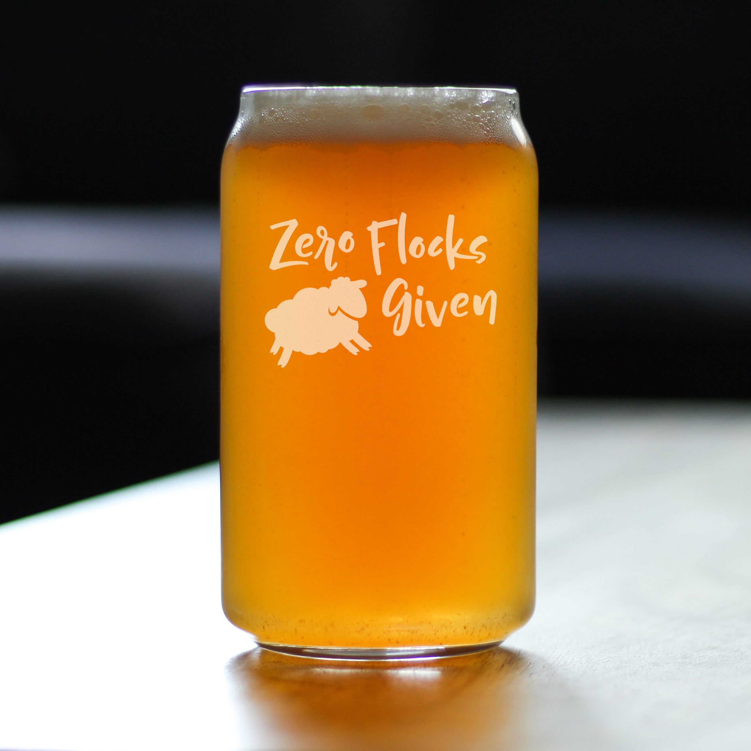 Zero Flocks Given Sheep Beer Can Pint Glass Gift - Fun Farm Animal Gifts for Men & Women - Cute Lamb Decor