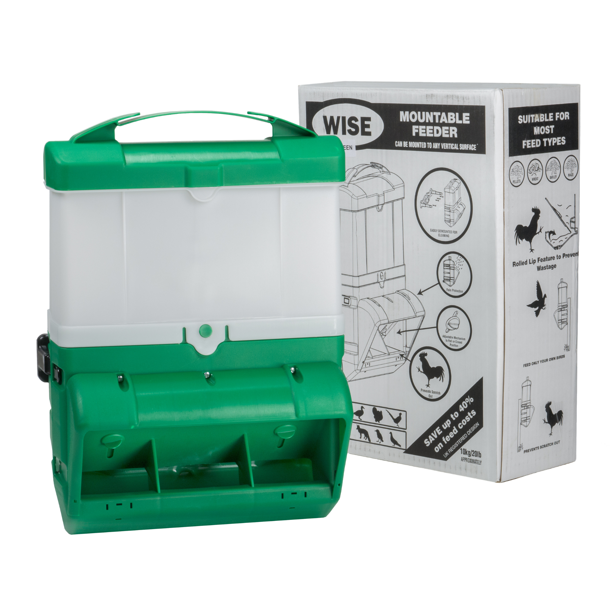 BEC Wise Mountable Poultry Feeder with adjustable feed flow control