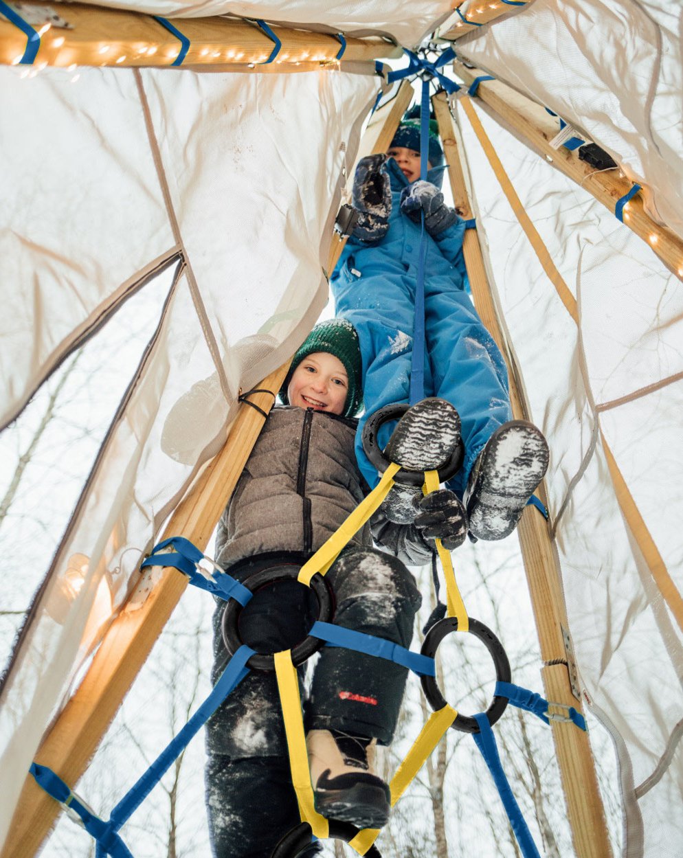Bijou Build Clamber Panel - Climbing Panel with kids in winter