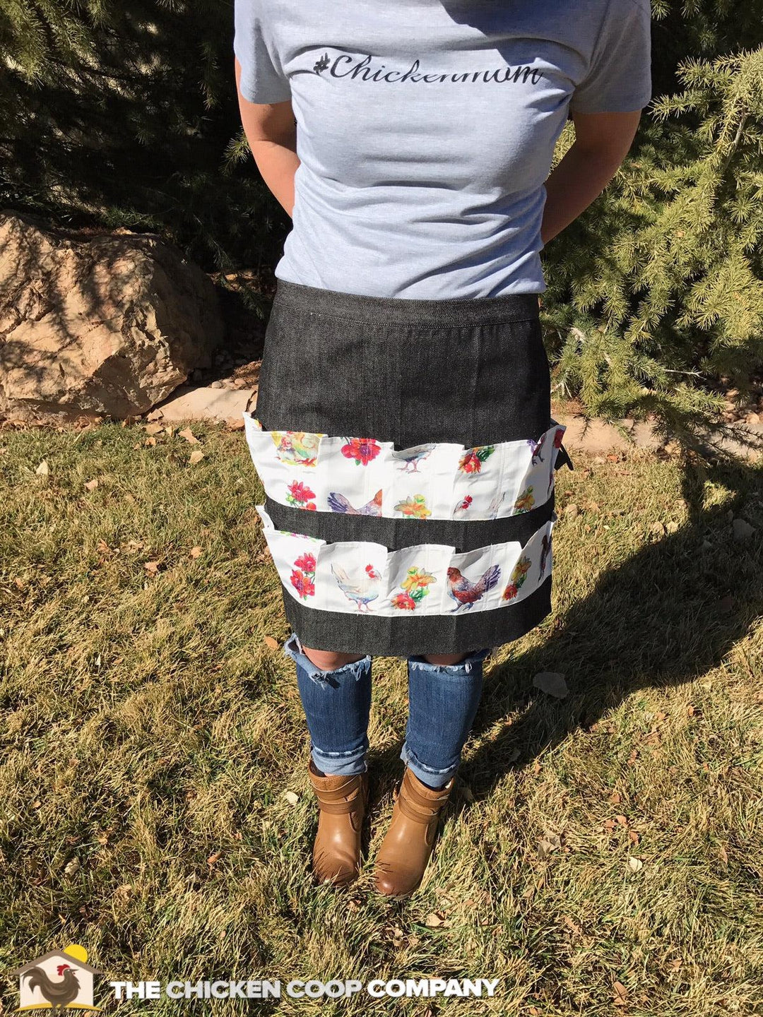 Black denim chicken egg apron