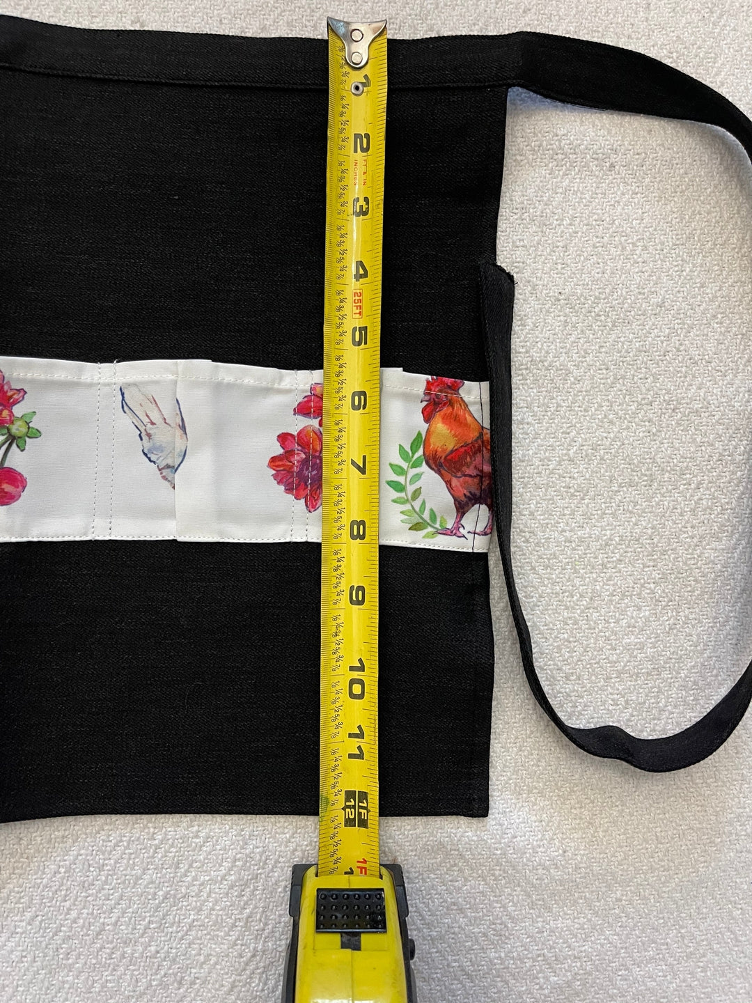 Black denim chicken egg apron length measurement for kids