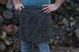 Black denim egg gathering apron with multiple egg pockets