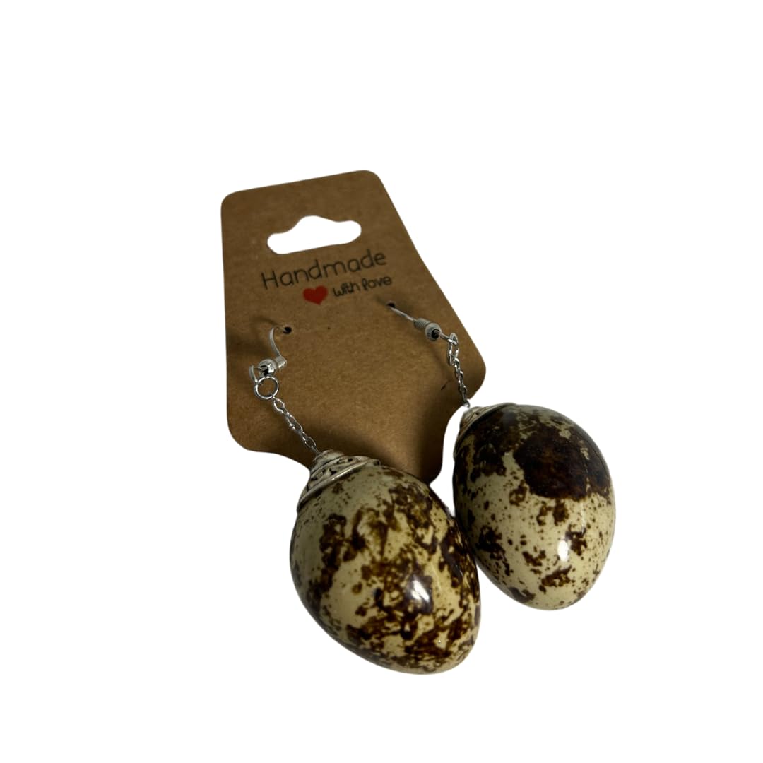 Brown Quail Egg Earrings