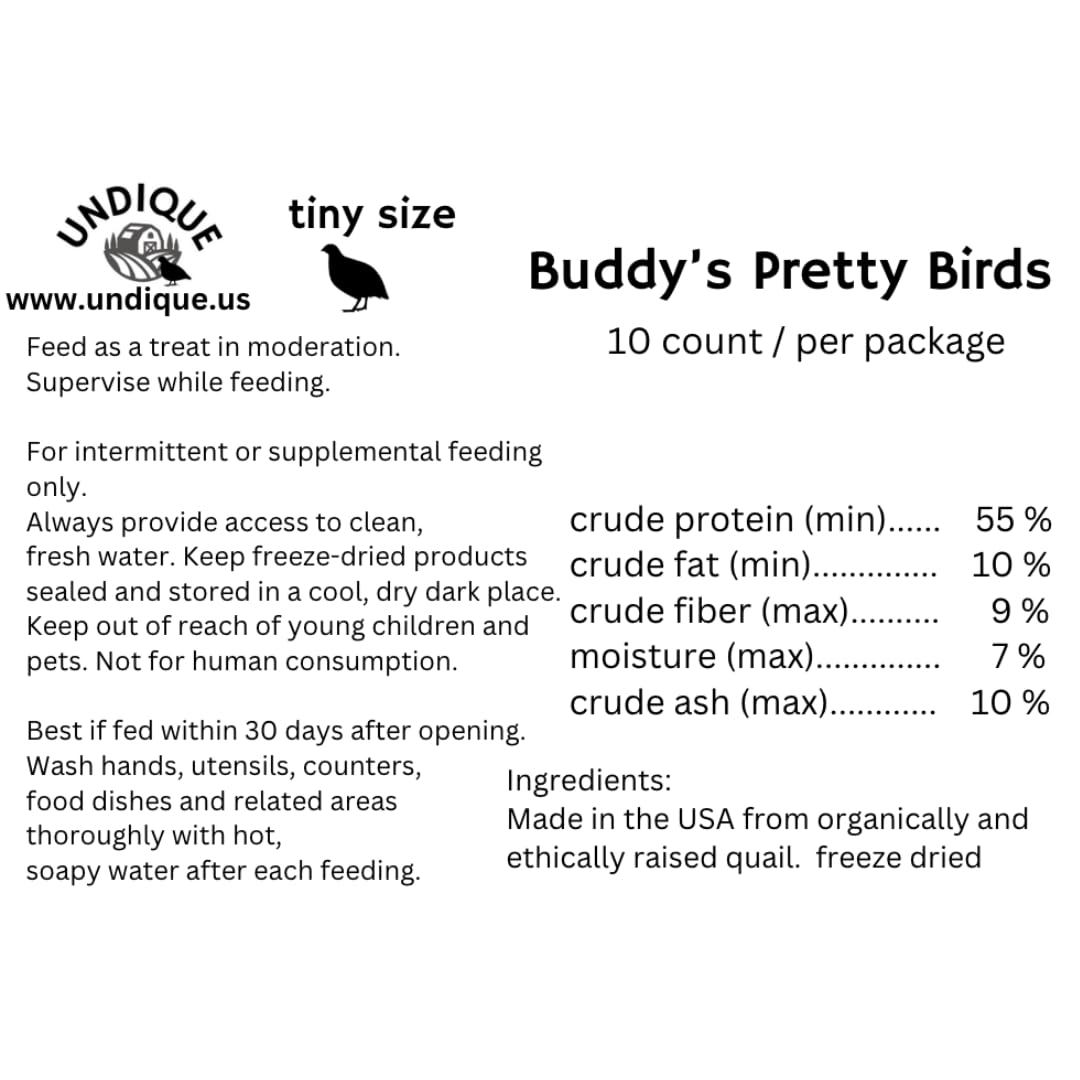 Buddy's Pretty Birds Quail Whole Chick Treats Ingredients