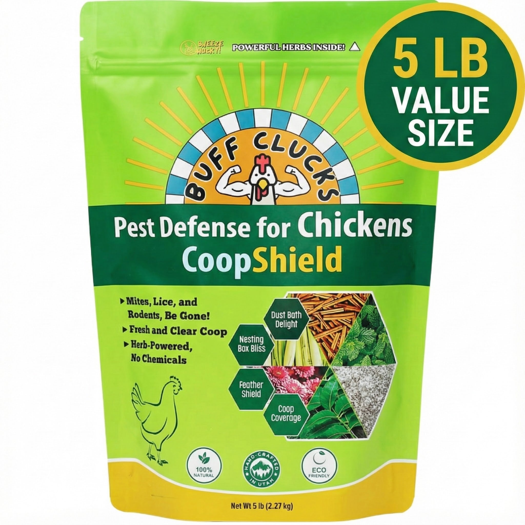 Buff Clucks CoopShield Herbal Pest Defense for Chickens 5 lb value size